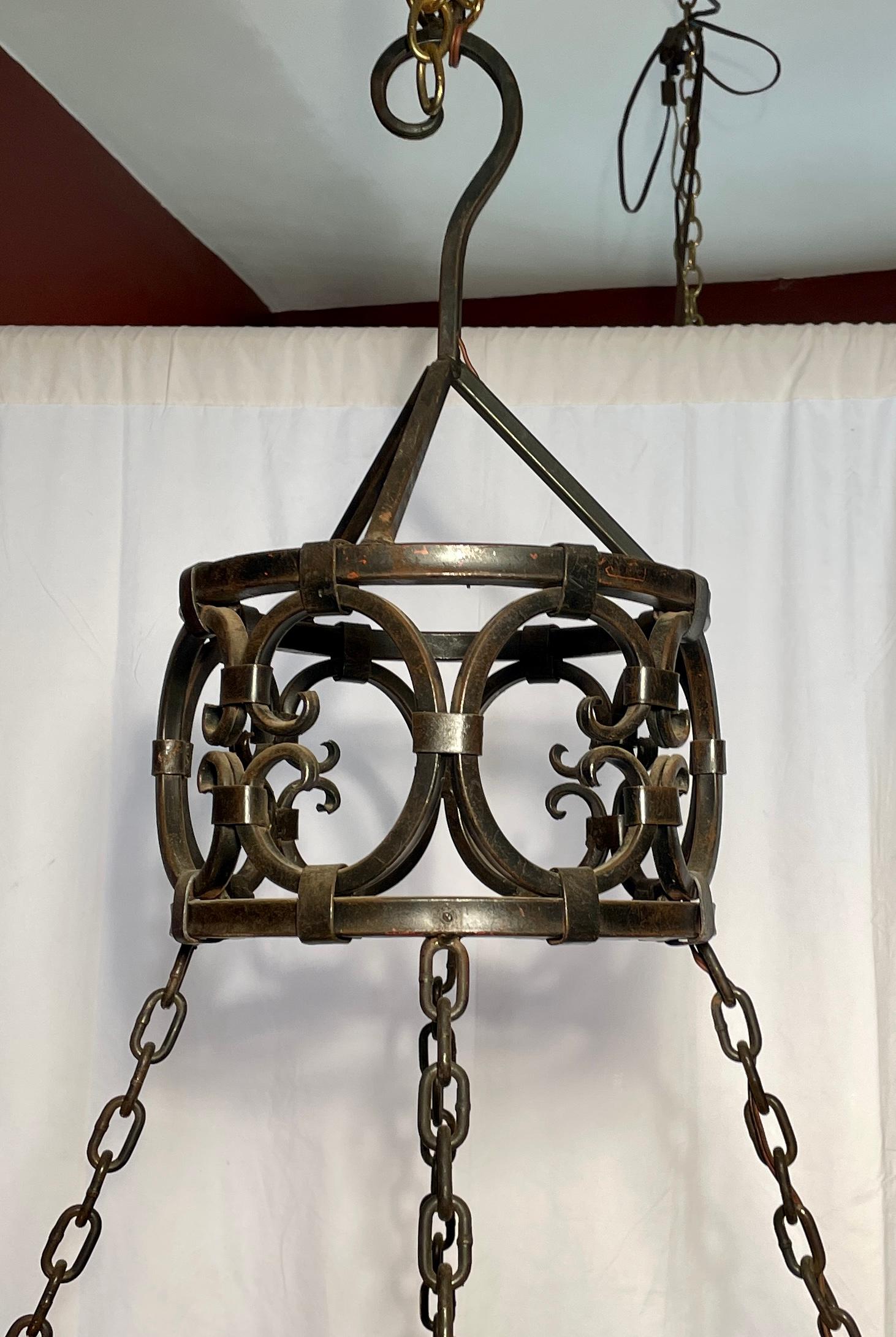 Hand-Made French wrought iron chandelier.