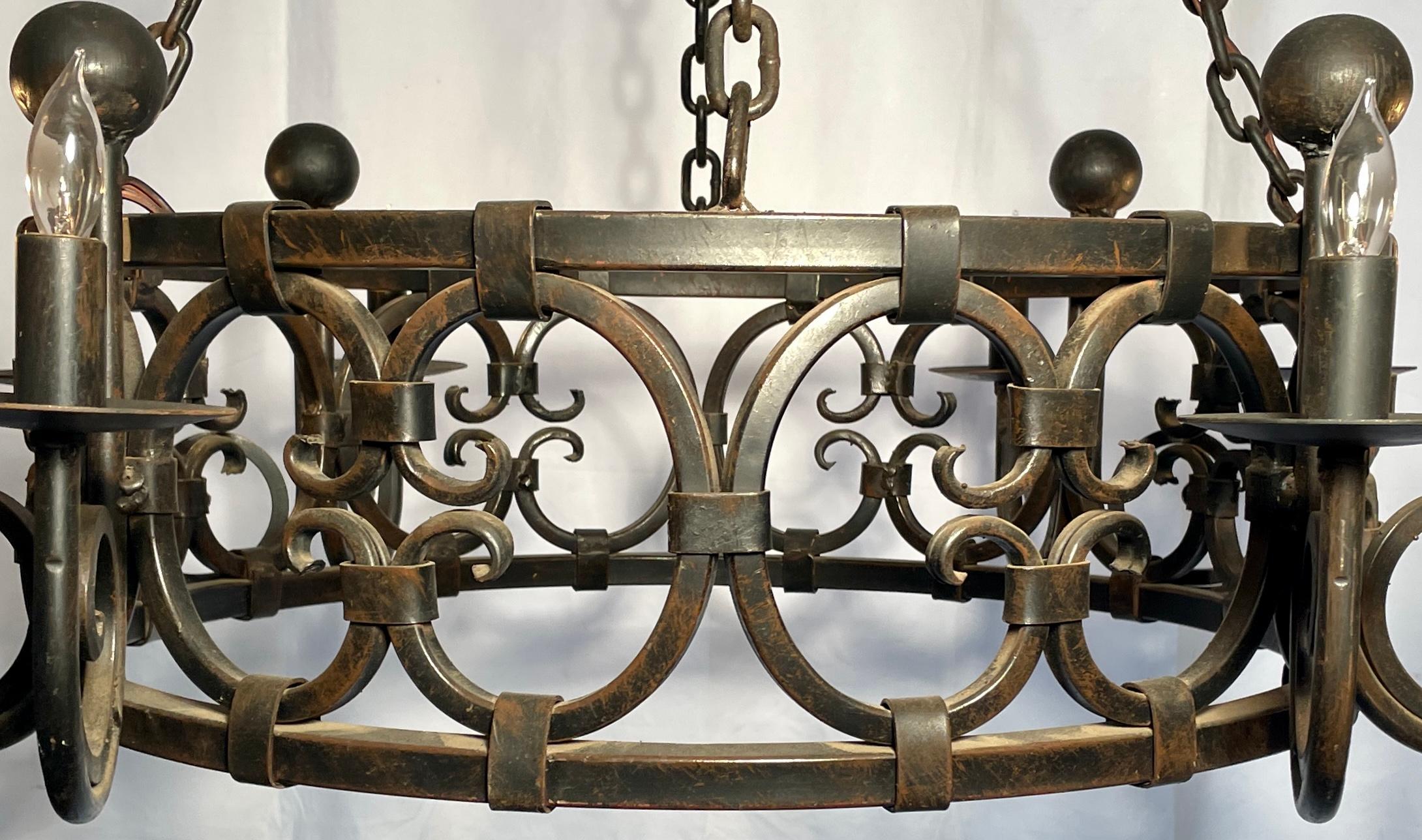 Hand-Made French Wrought Iron Chandelier In Good Condition For Sale In New Orleans, LA