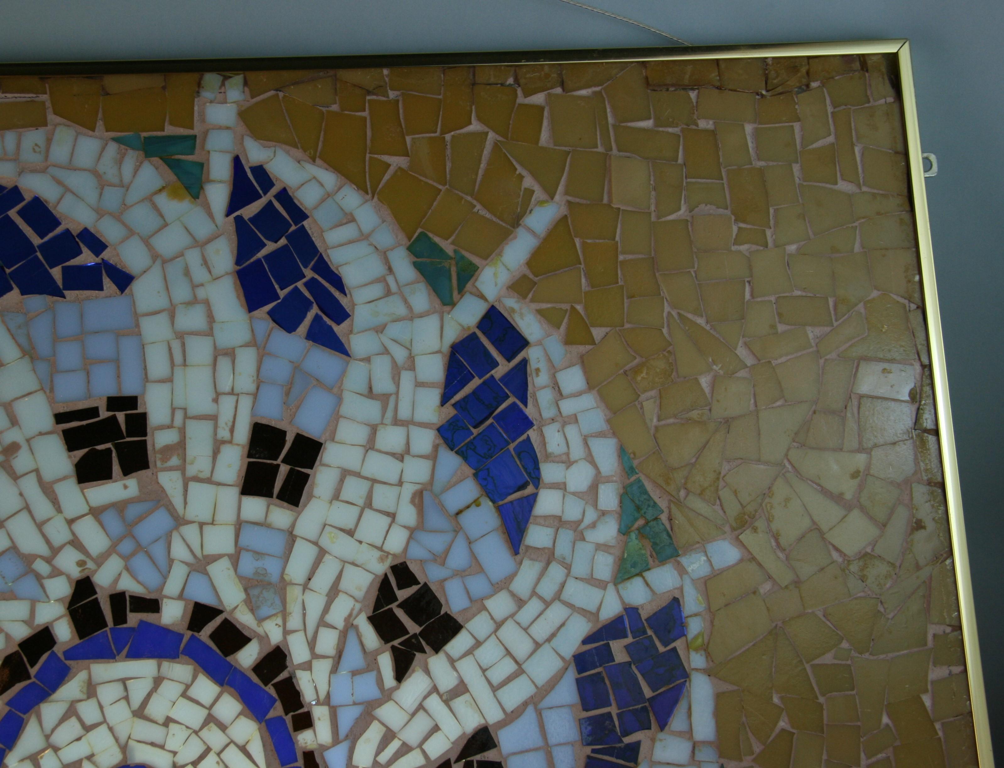 Handgefertigte geometrische Mosaik-Glasmalerei im Angebot 2