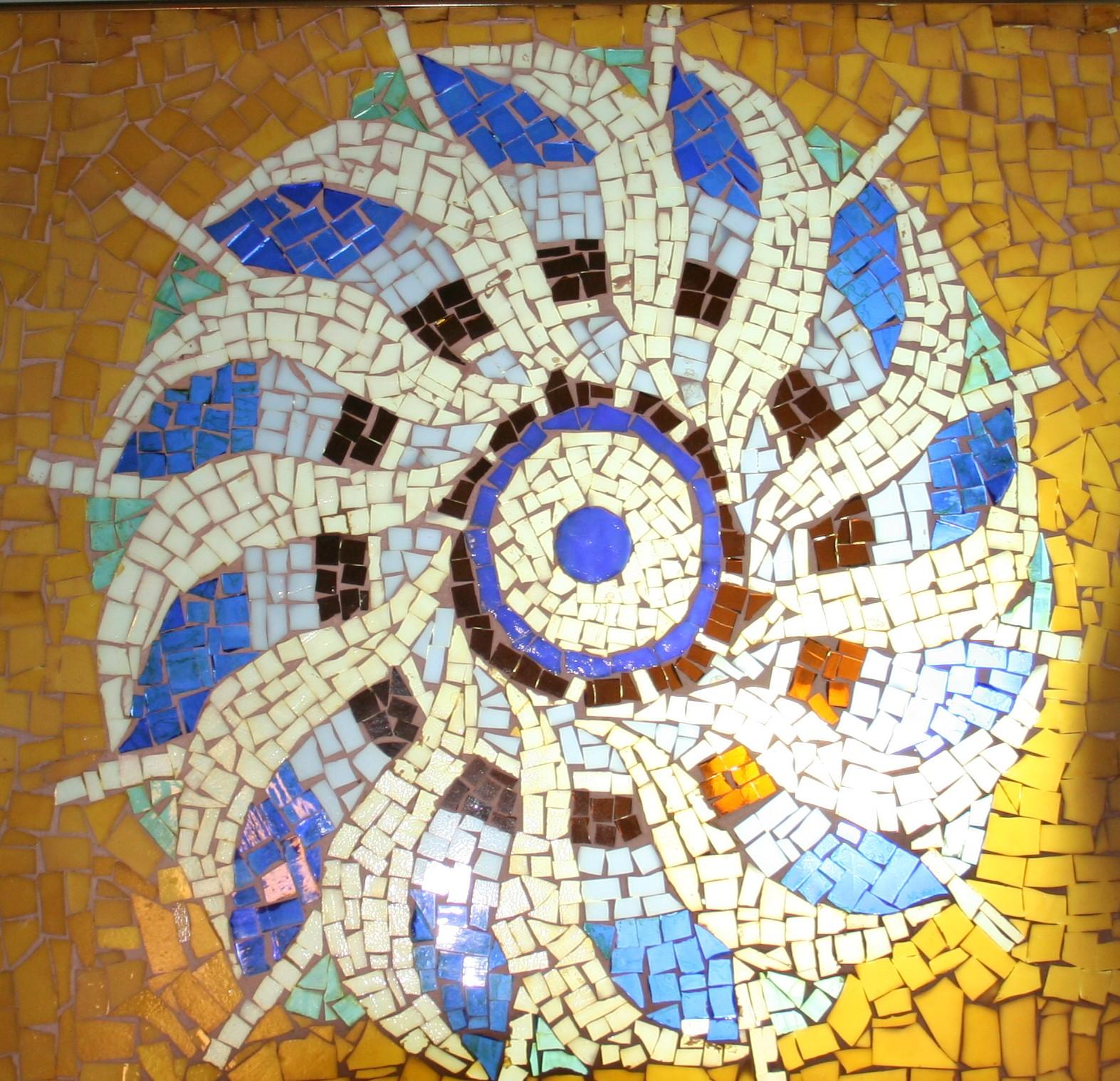 Hand Made Geometric Mosaic Stained Glass Panel For Sale 4