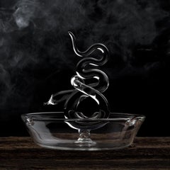 Contemporary Handmade Glass Serpentine Snake Ashtray Puro Liquor Deco Animal