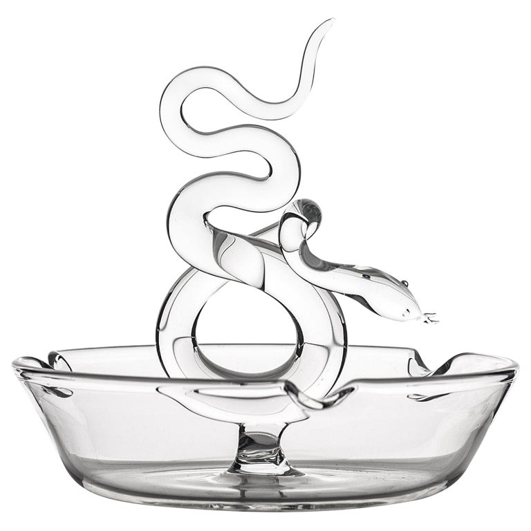 'Serpentine Ashtray' Handmade Glass Ashtray by Simone Crestani For Sale