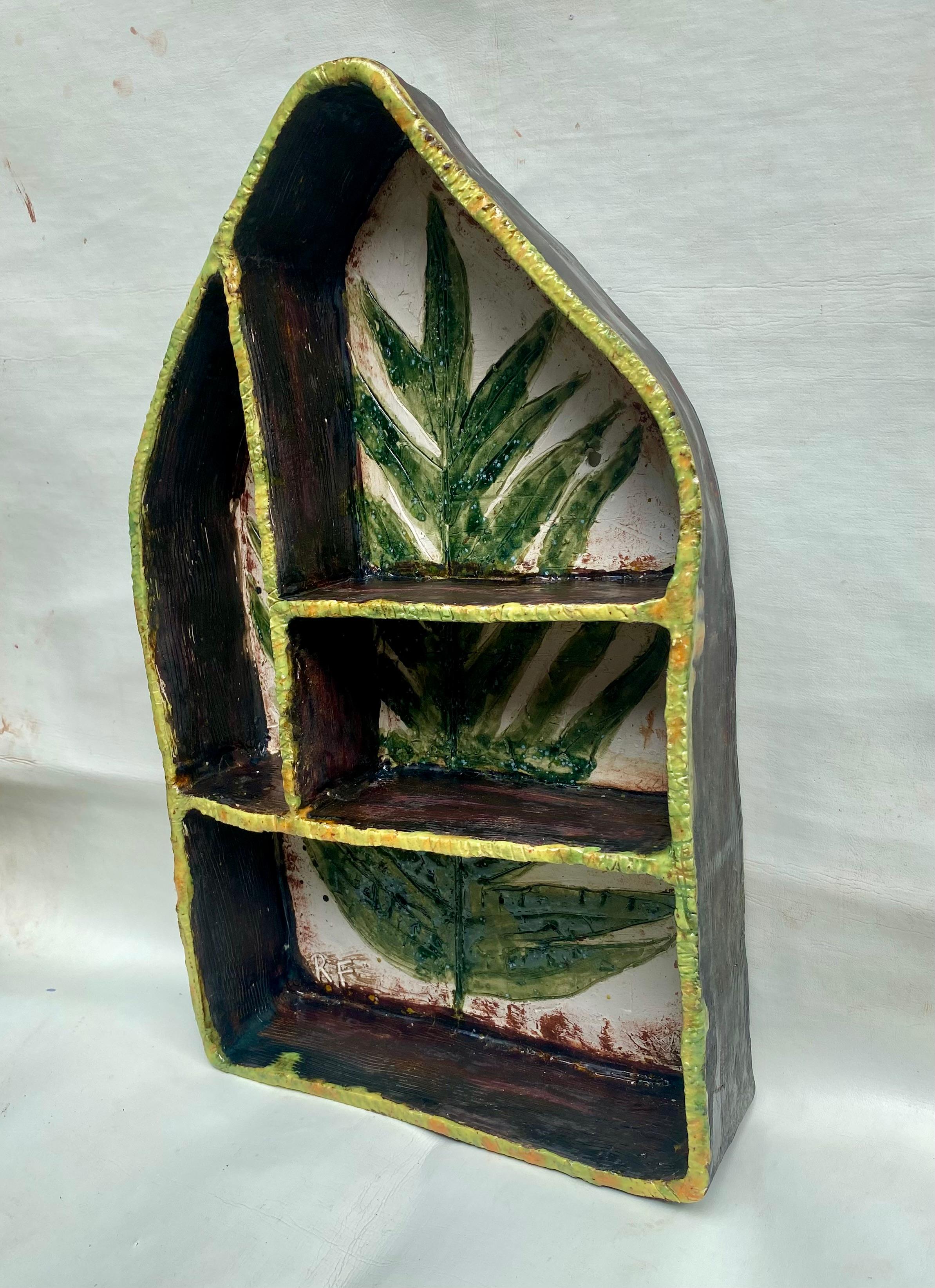 Mid-Century Modern Hand Made Glazed Ceramic Shelf For Sale
