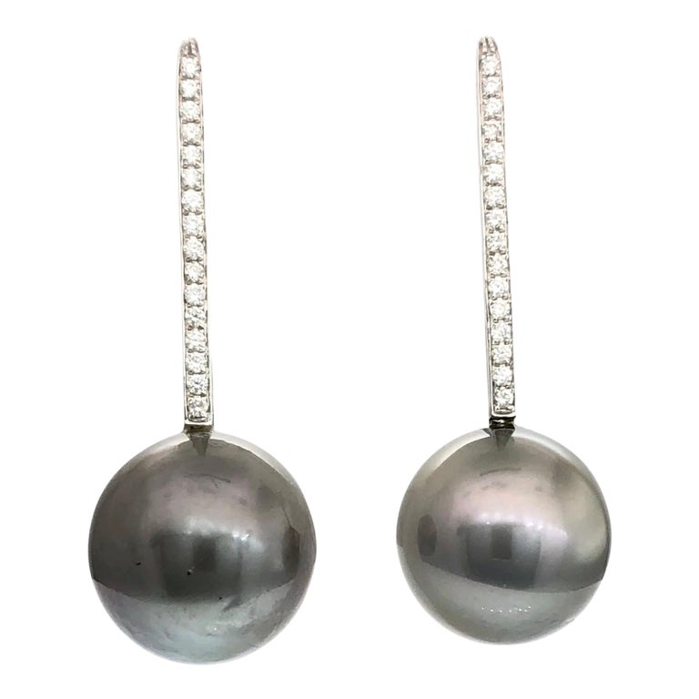 Orecchini In Argento E 2 Perle Di Tahiti Rotonde C 11.7 Mm - Foto 8