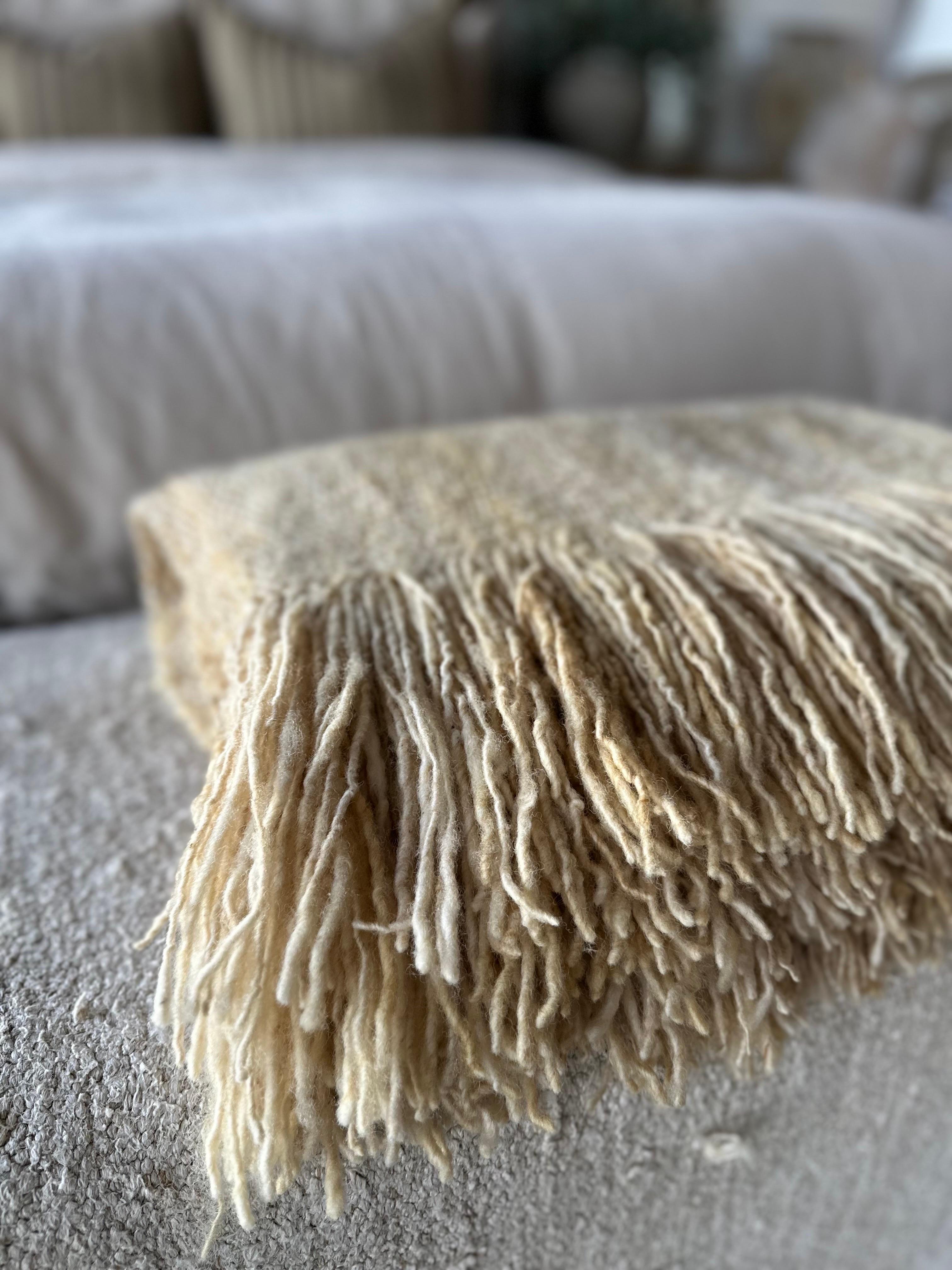 Hand Made Gold Moss Textured Wool Throw  For Sale 7
