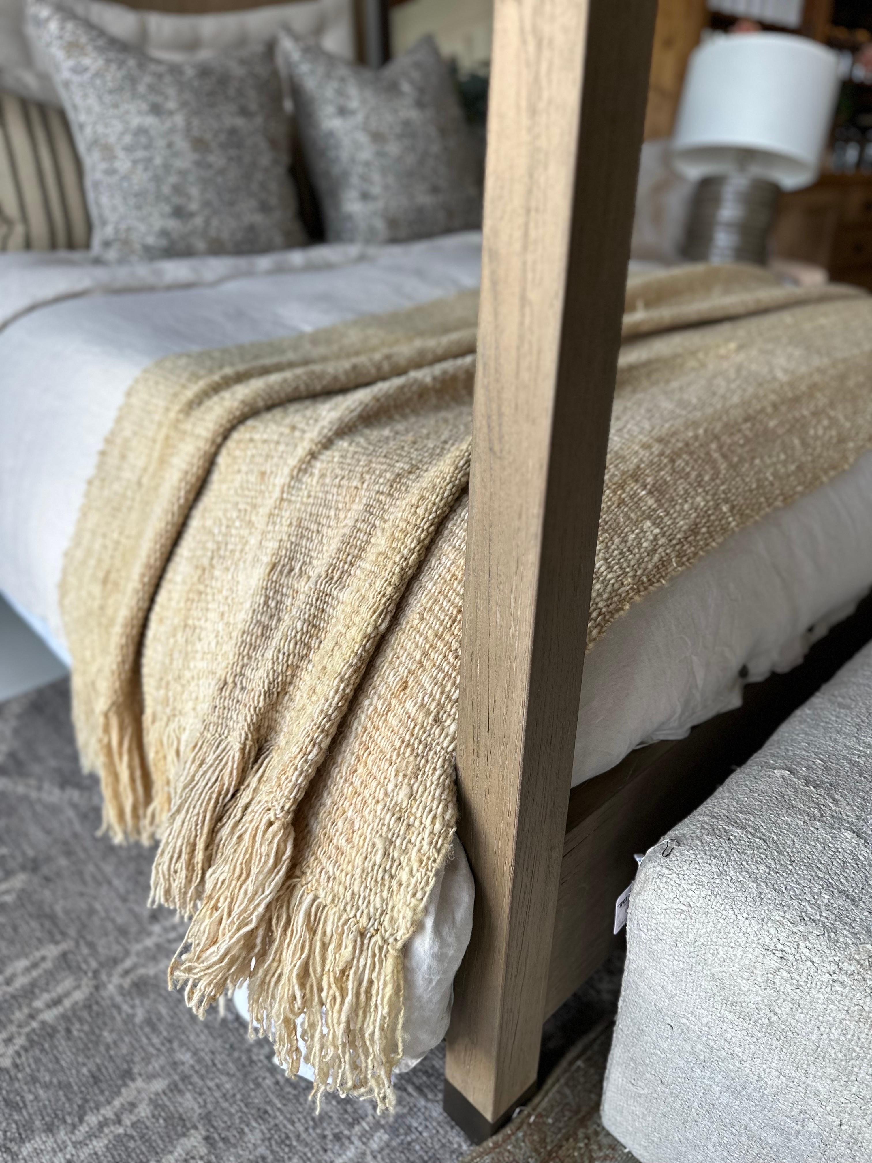 Hand Made Gold Moss Textured Wool Throw  For Sale 2