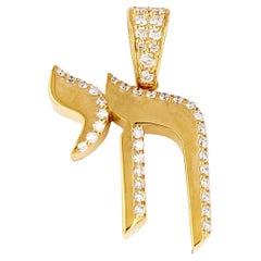 Handgefertigter HI-Anhänger aus 14 Karat Gelbgold mit Diamanten
