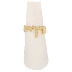 Anillo HI Hecho a Mano en Oro Amarillo de 14K con Diamantes Talla 3
