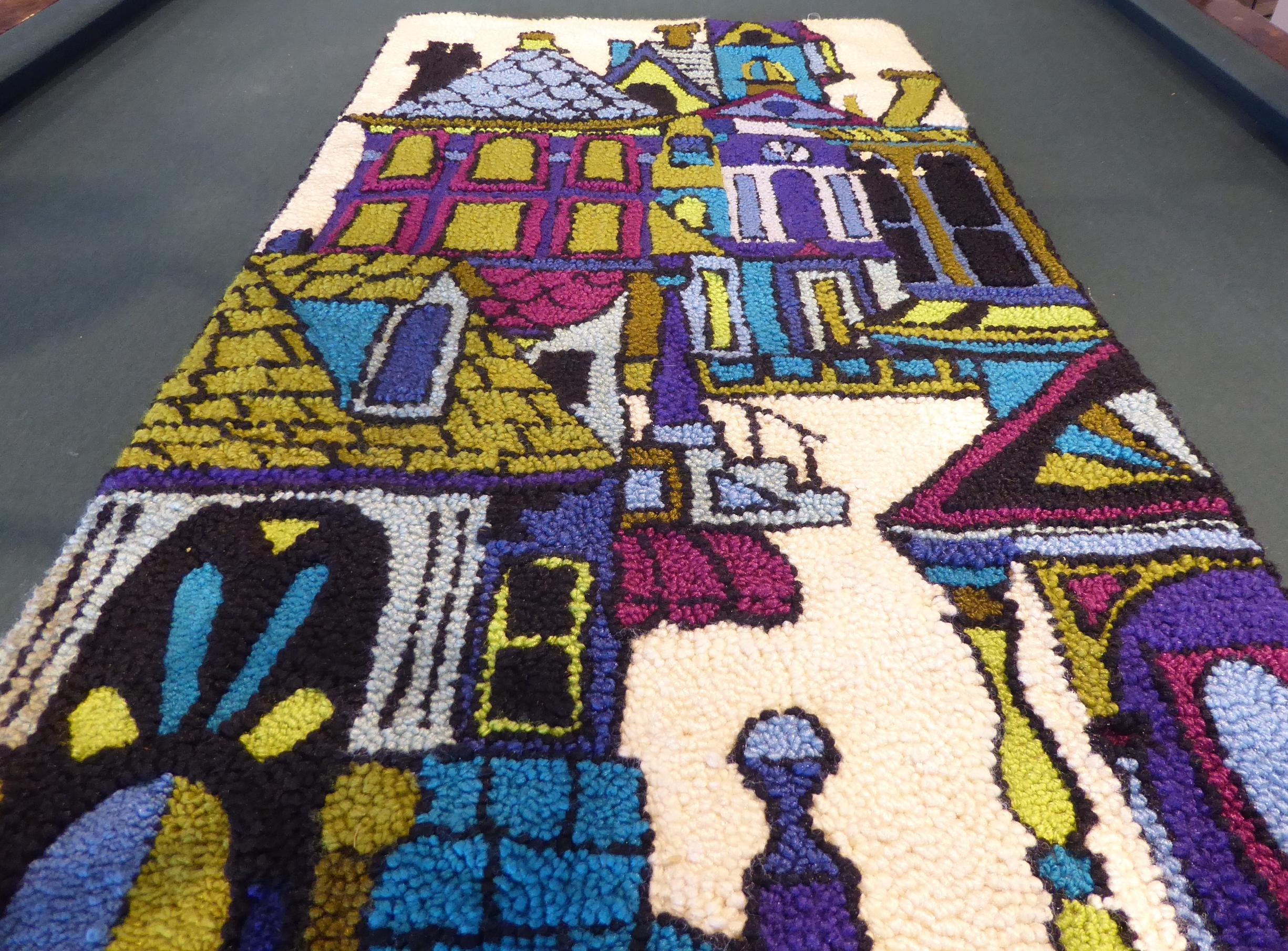 Handmade Hooked Rug Attributed to Animation Artist Joe Montell, circa 1970s For Sale 10