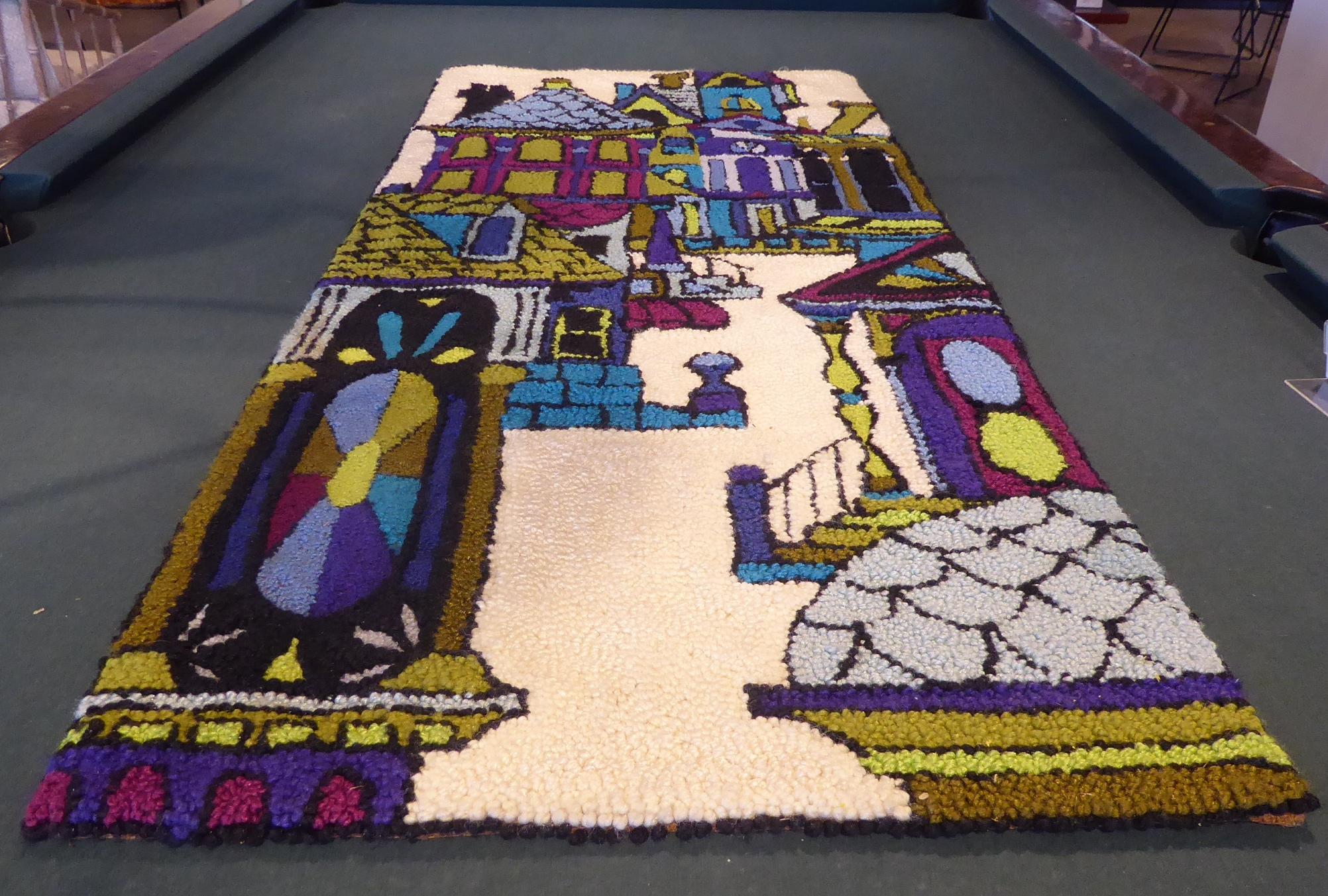 Handmade Hooked Rug Attributed to Animation Artist Joe Montell, circa 1970s For Sale 11