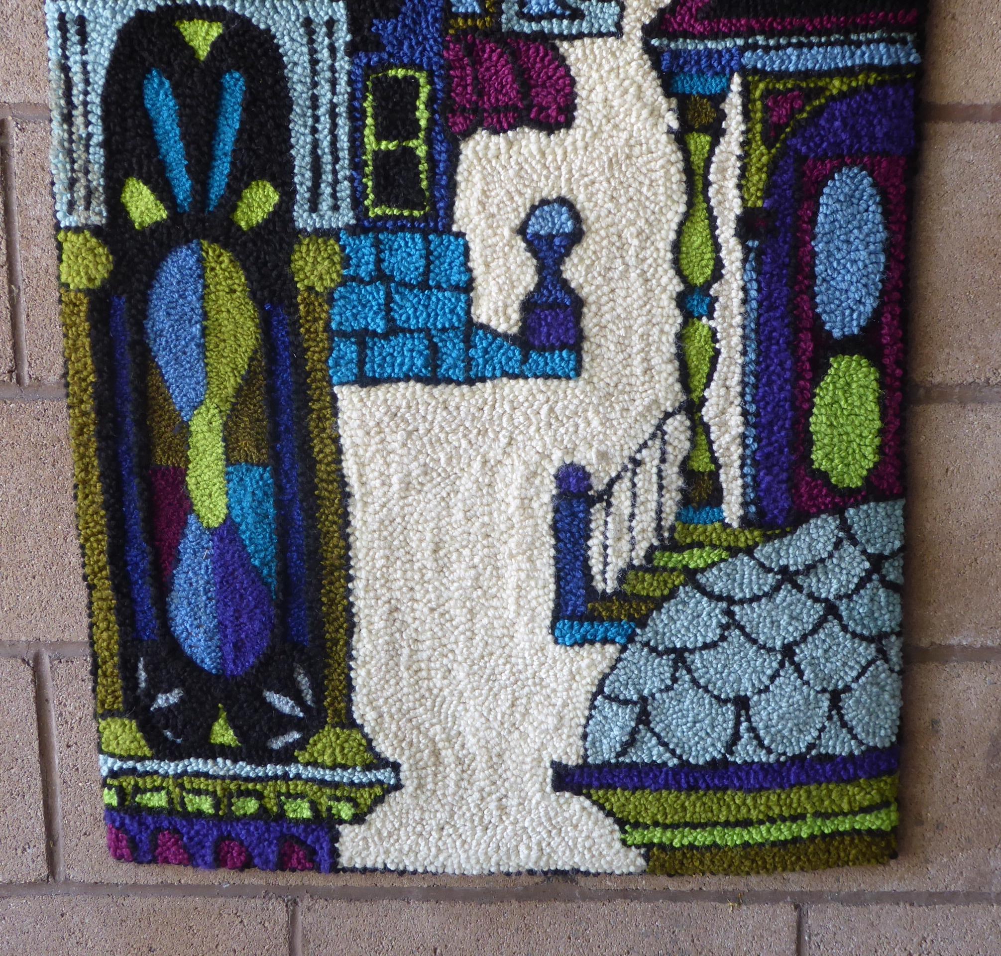 Late 20th Century Handmade Hooked Rug Attributed to Animation Artist Joe Montell, circa 1970s For Sale