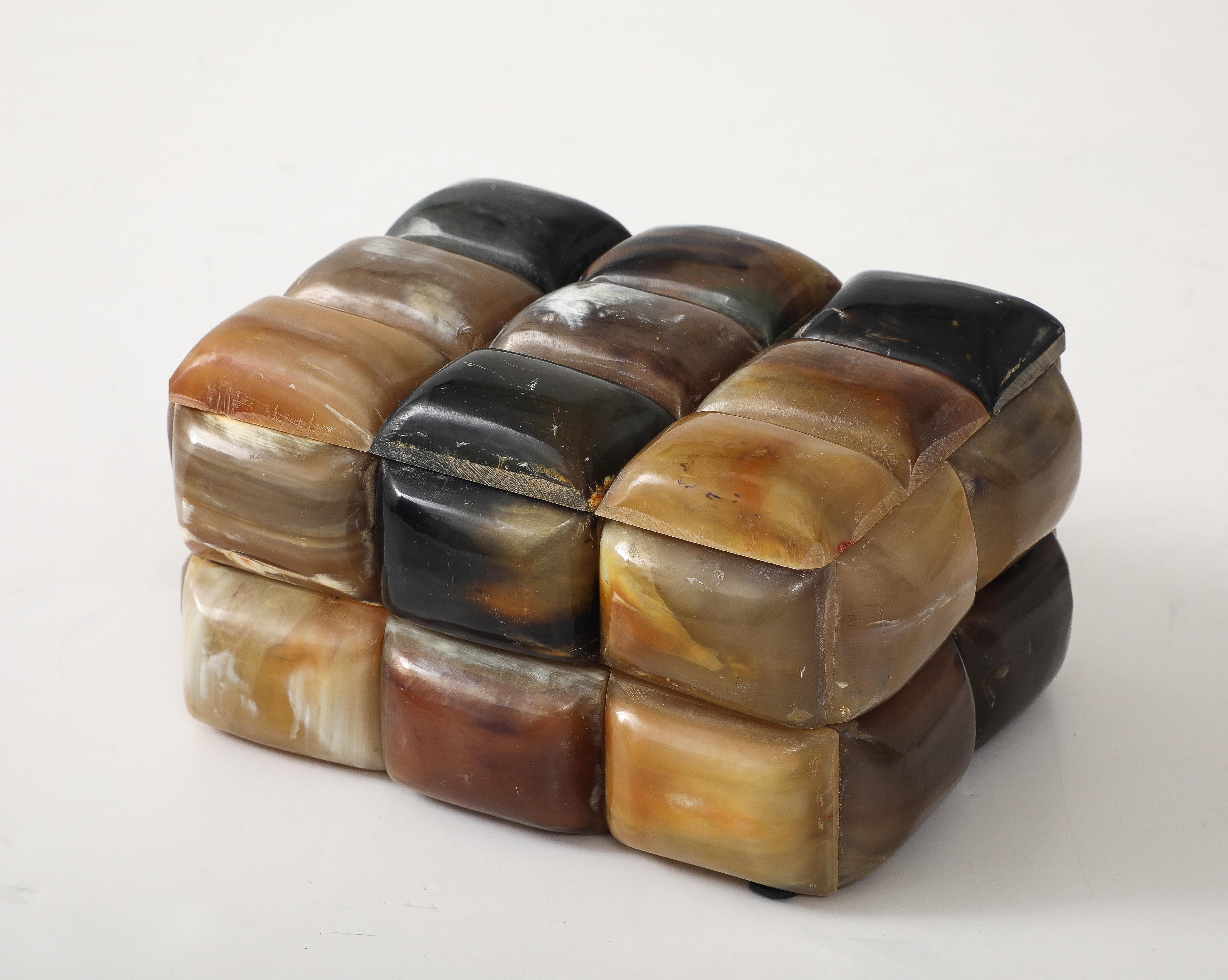 Steam pressed decorative, dimensional horn tiled  keepsake/desk box - a great addition to any dresser or book shelf.