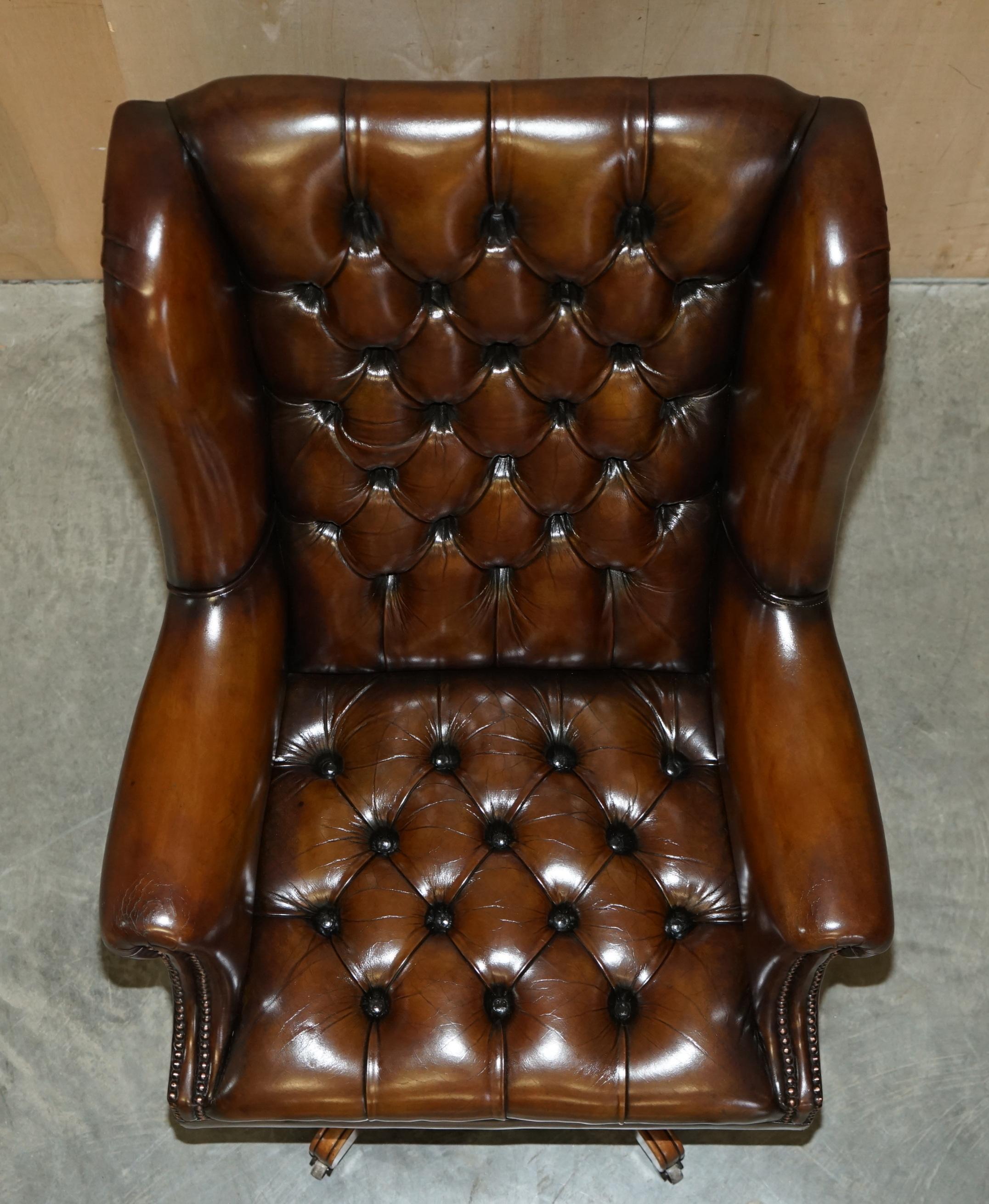 Hand Made in England Harrods London Chesterfield Wingback Swivel Office Chair 4