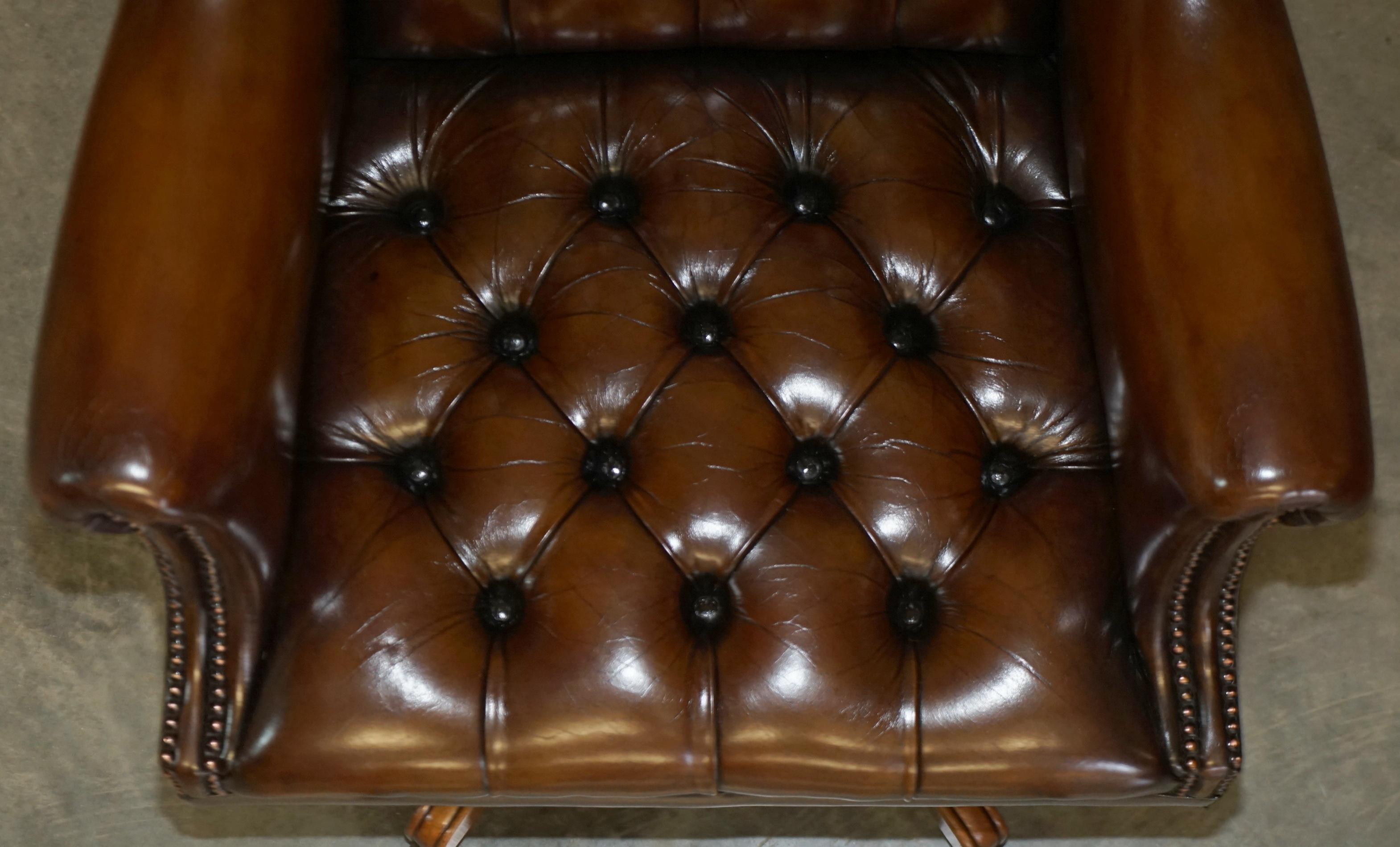 Hand Made in England Harrods London Chesterfield Wingback Swivel Office Chair 3