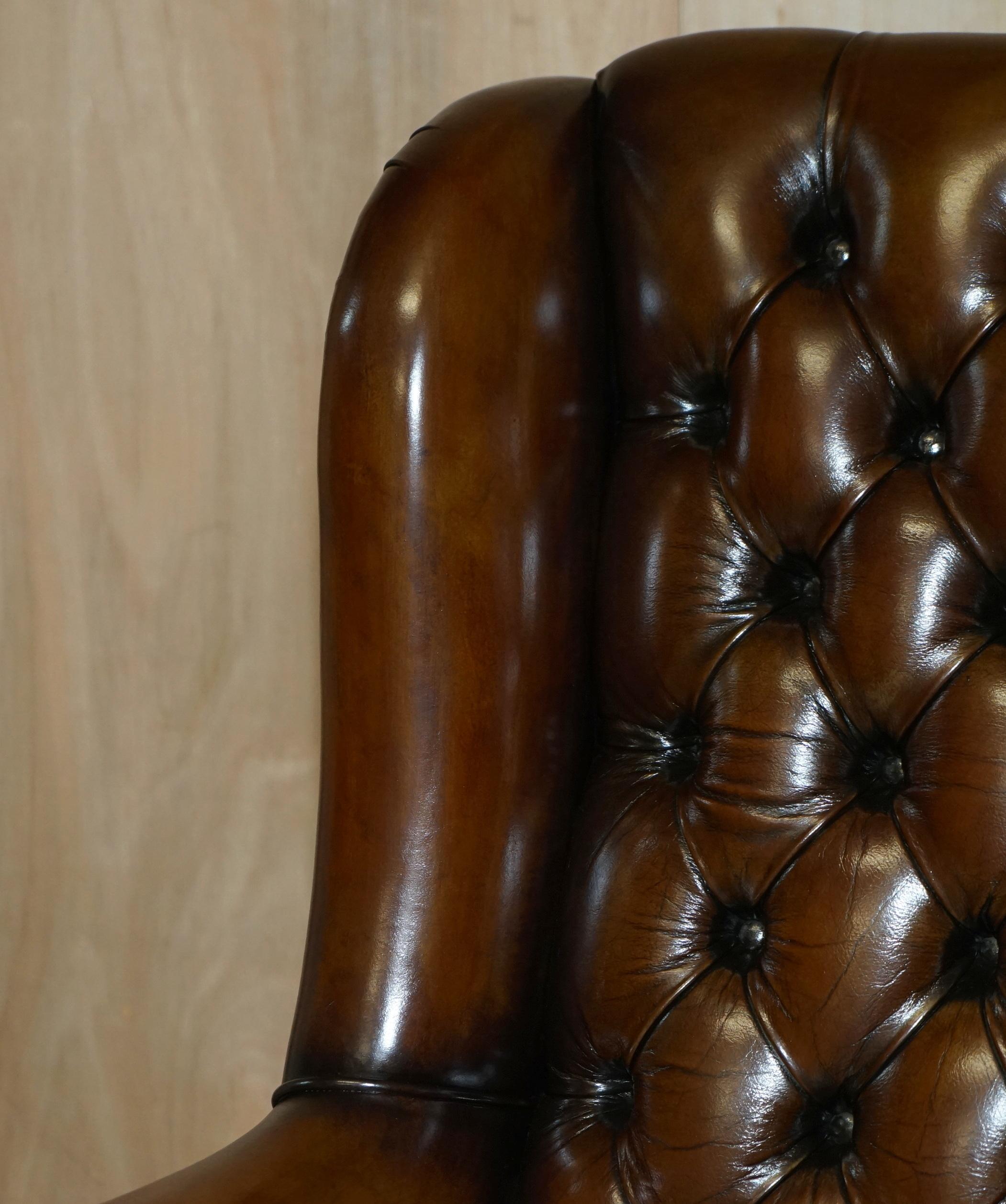 Hand Made in England Harrods London Chesterfield Wingback Swivel Office Chair 4