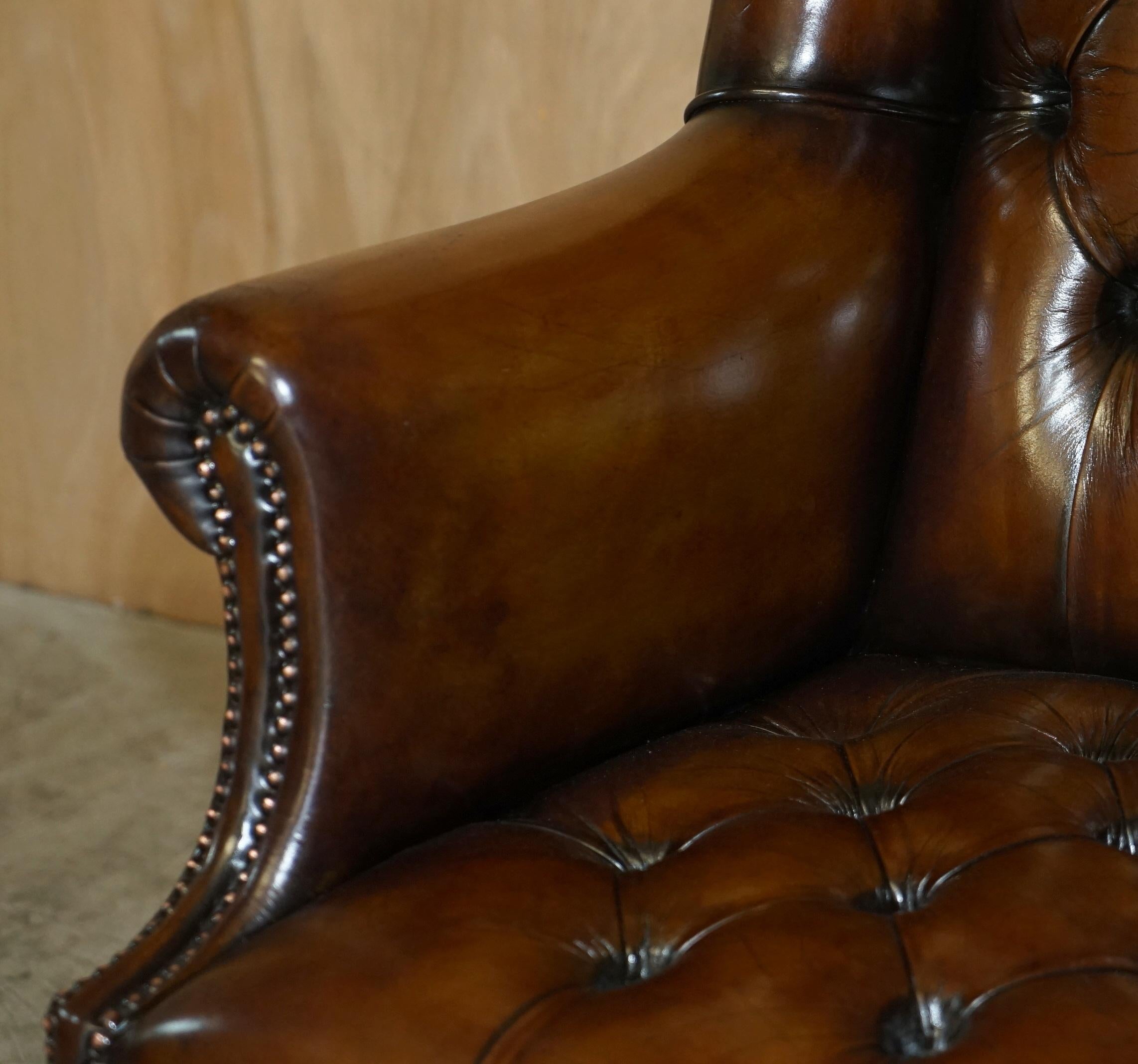 Hand Made in England Harrods London Chesterfield Wingback Swivel Office Chair 5