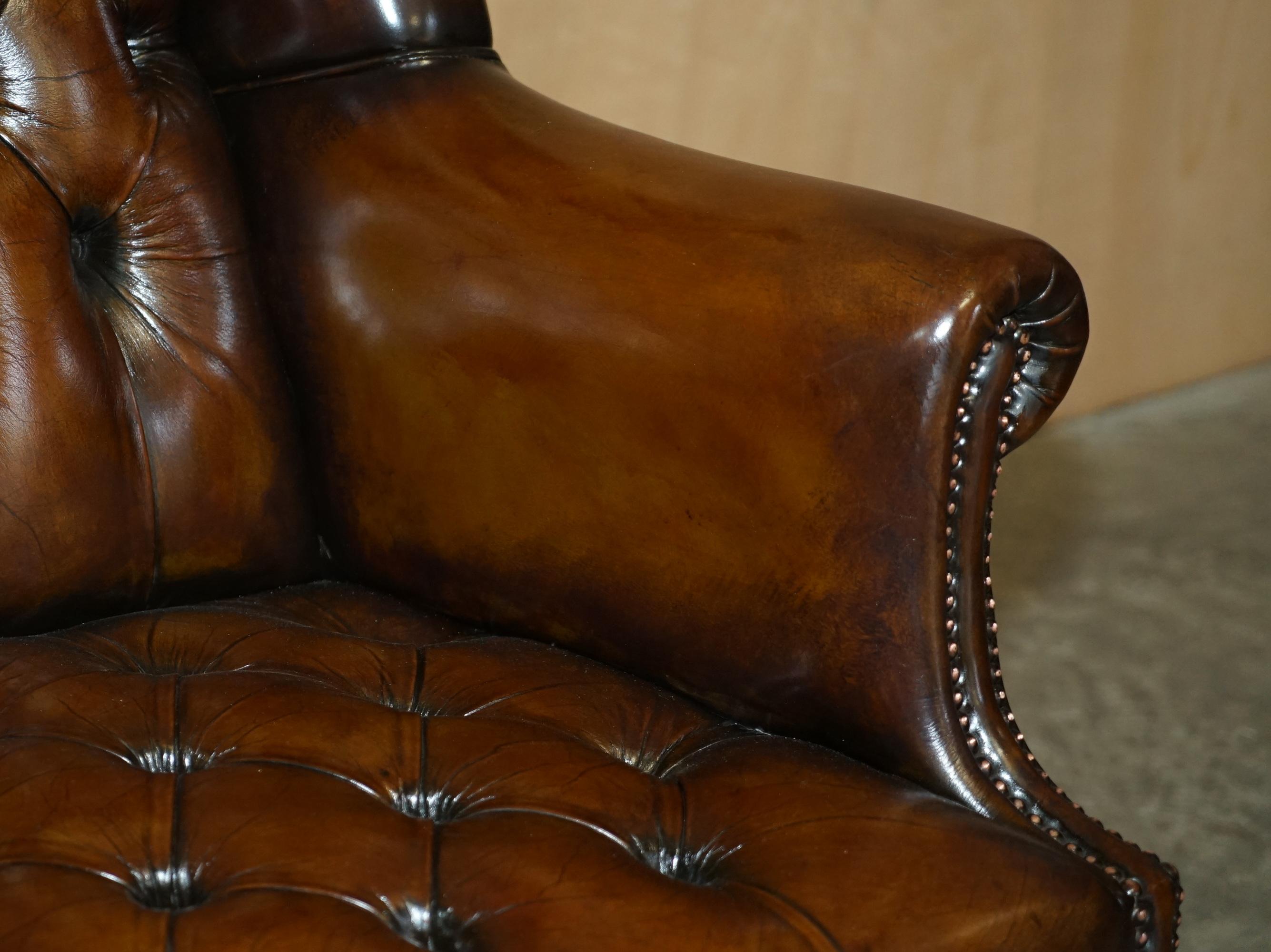Hand Made in England Harrods London Chesterfield Wingback Swivel Office Chair 9