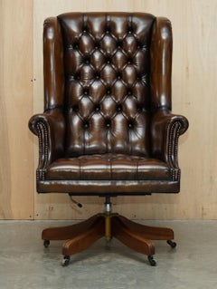 Hand Made in England Harrods London Chesterfield Wingback Swivel Office Chair