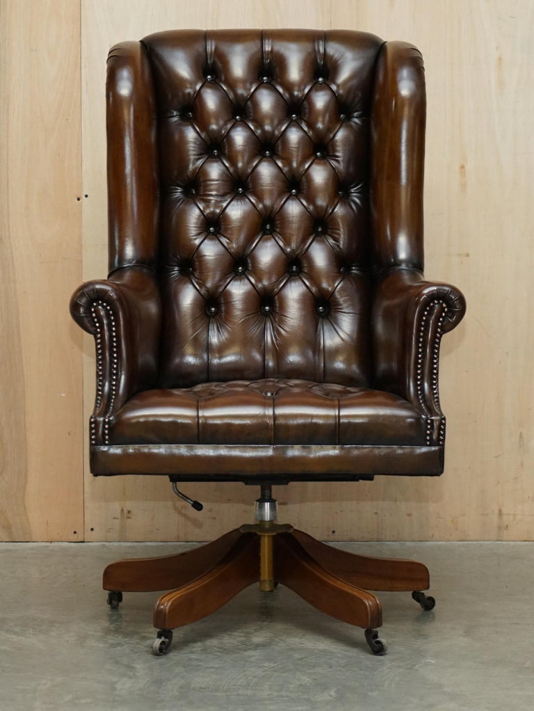 Hand Made in England Harrods London Chesterfield Wingback Swivel Office