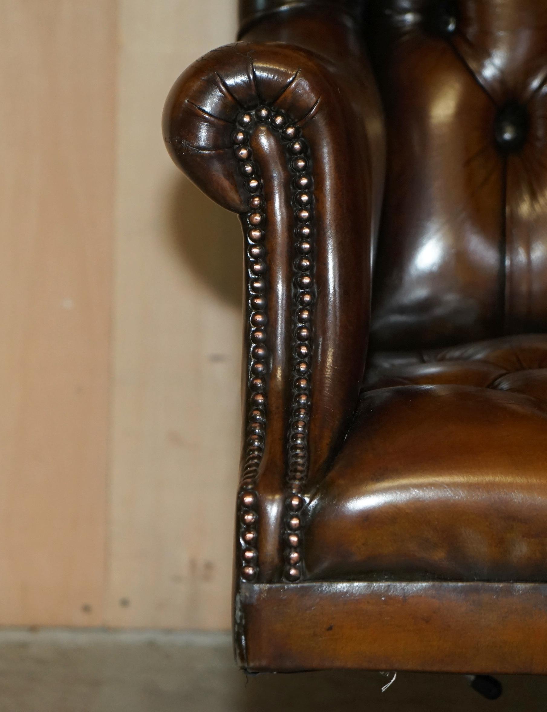 English Hand Made in England Harrods London Chesterfield Wingback Swivel Office Chair