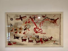 Handgefertigter indigener Wollteppich aus Nord-Argentinien, professionell gerahmt