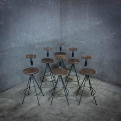 Handmade Industrial Bar Stools with Back and Spindle