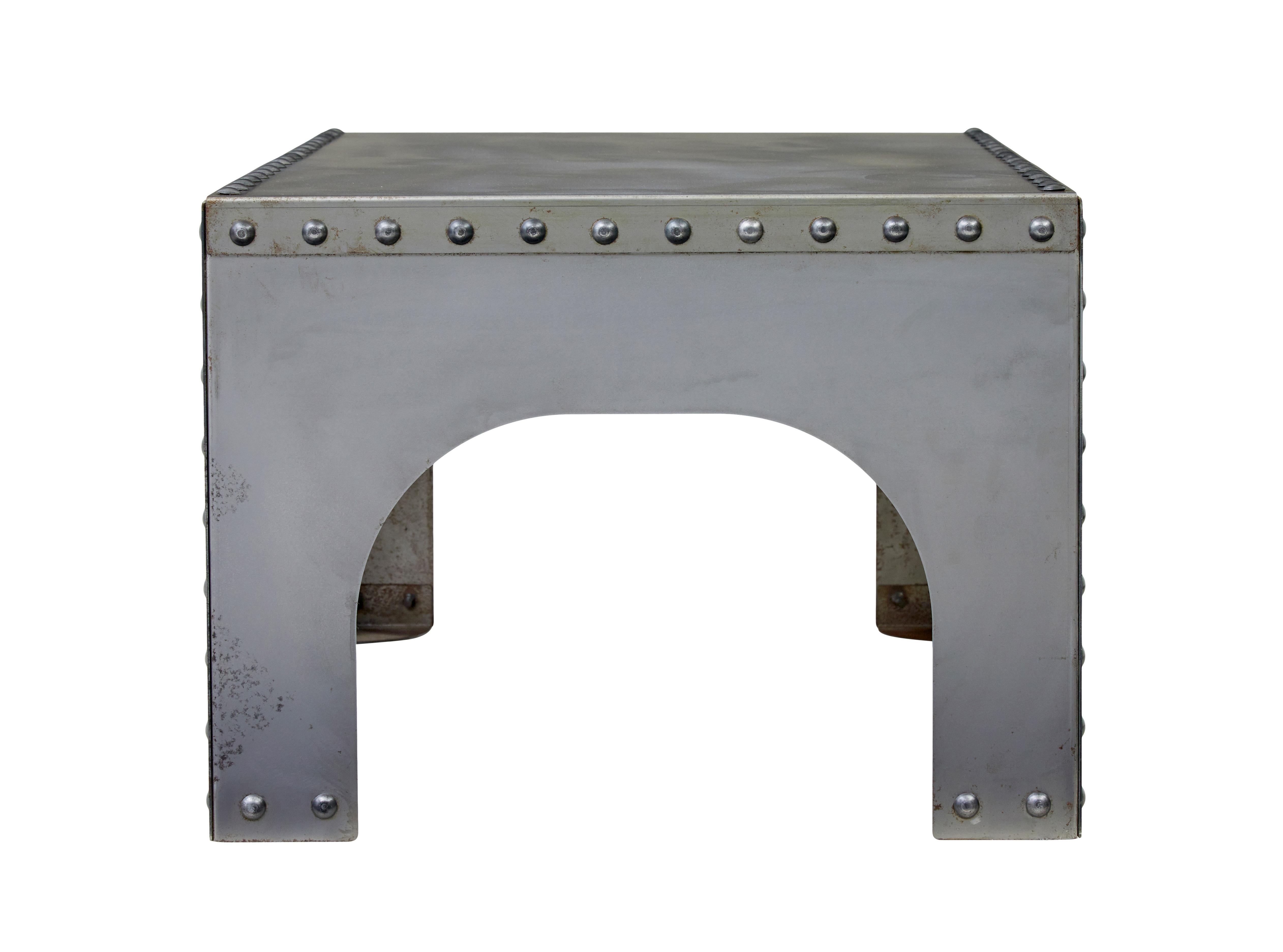 Industrial Hand made industrial steel coffee table For Sale