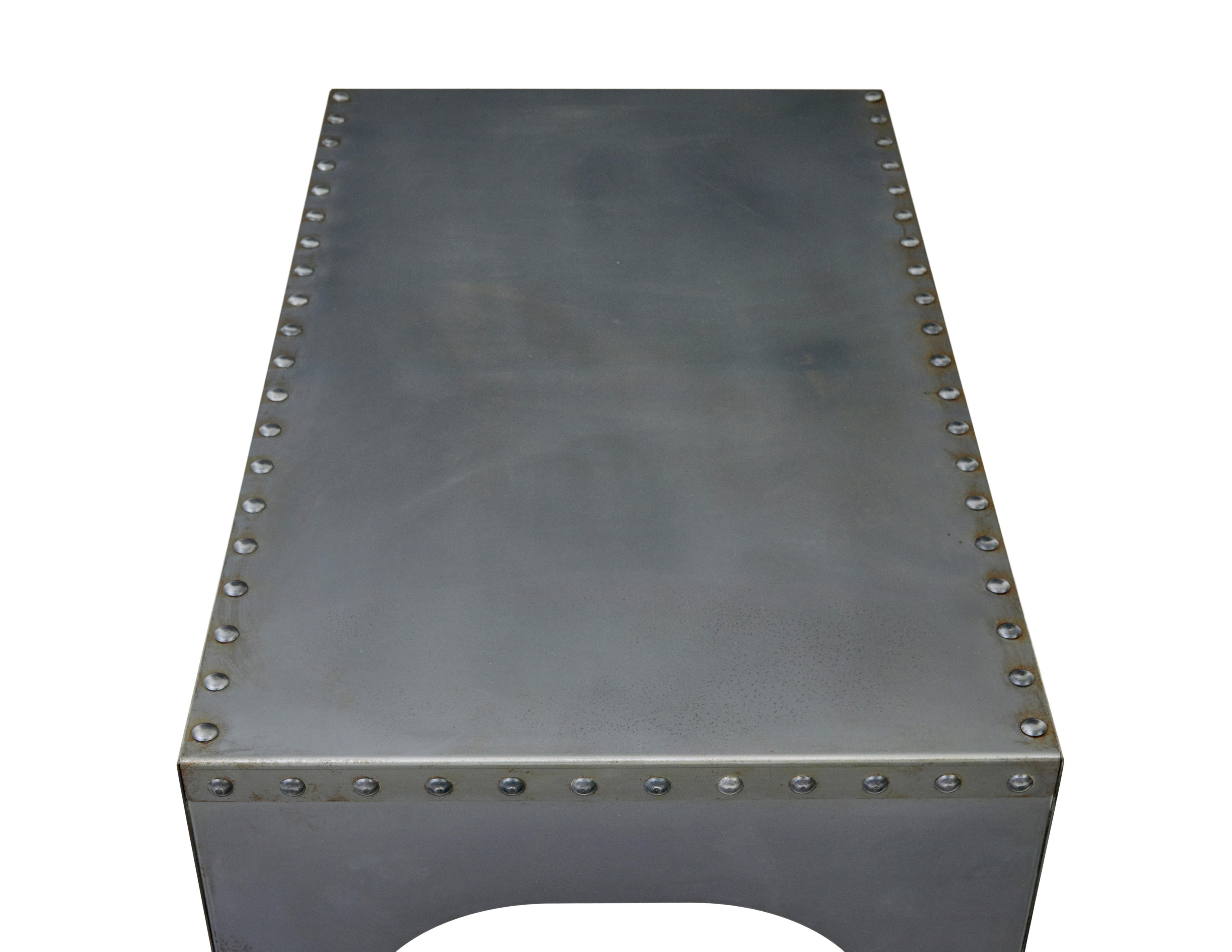 20th Century Hand made industrial steel coffee table For Sale