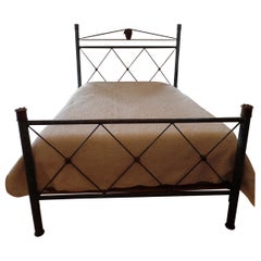 Vintage Handmade Iron & Gilt Bronze Modern Neoclassical Queen Bed by Mario Villa