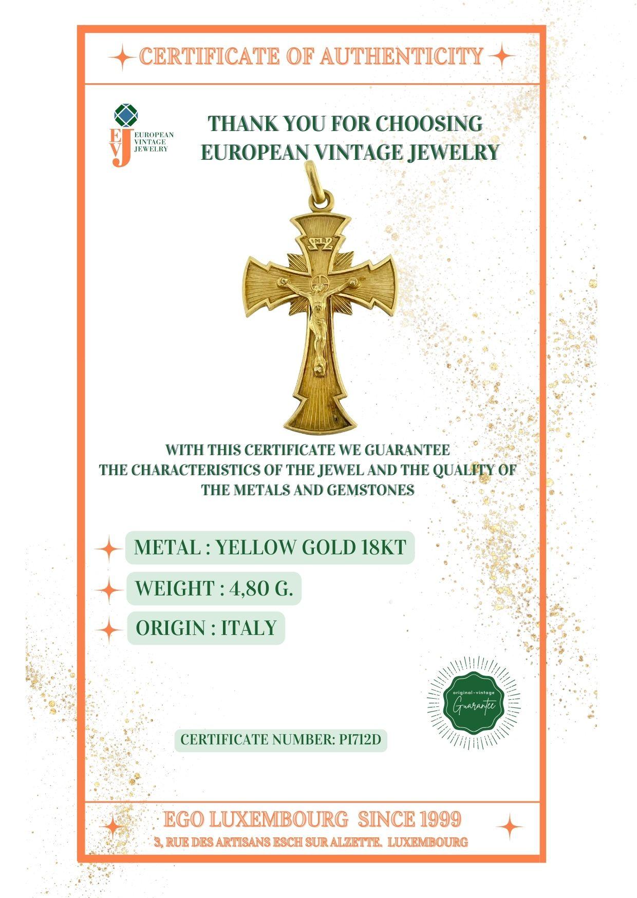 Hand-Made Italian Crucifix 18 karat Yellow Gold 5