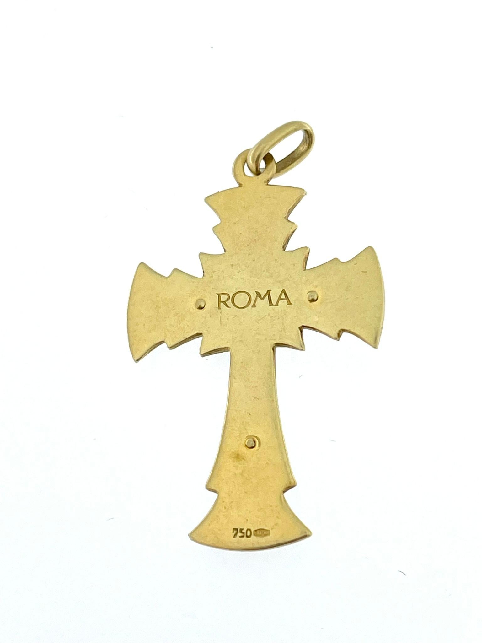 Artisan Hand-Made Italian Crucifix 18 karat Yellow Gold