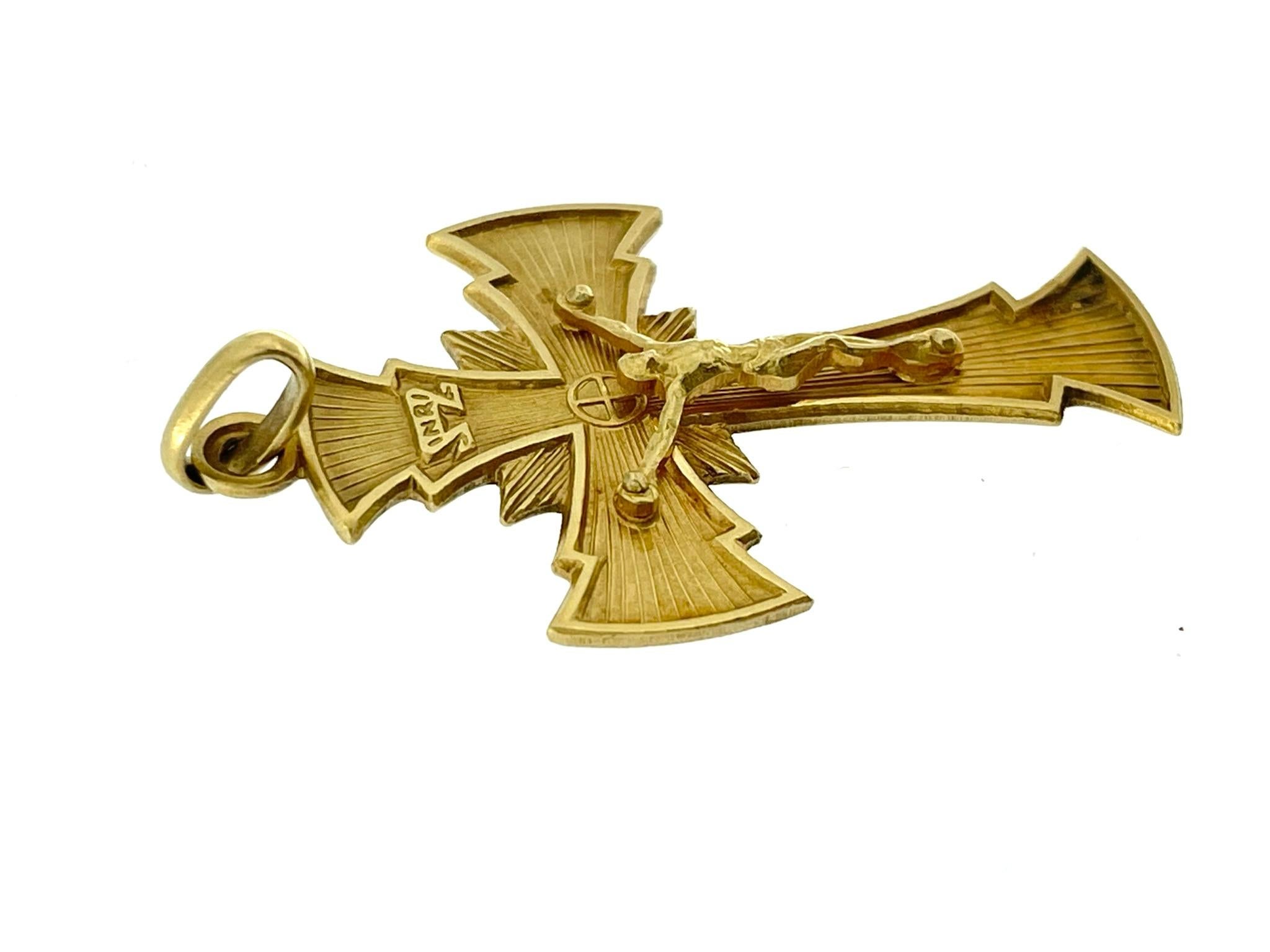 Women's or Men's Hand-Made Italian Crucifix 18 karat Yellow Gold