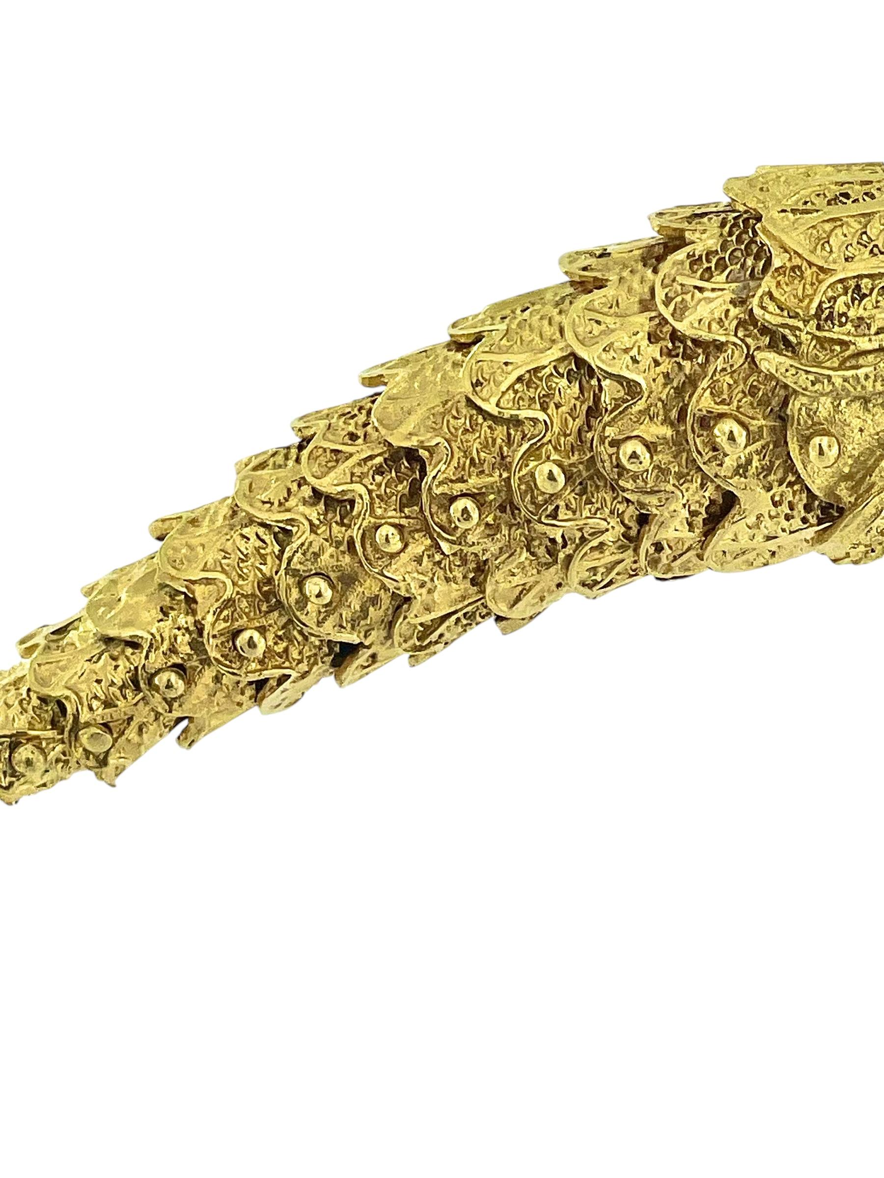 Artisan Hand-Made Italian Yellow Gold Fish Pendant with Rubies For Sale