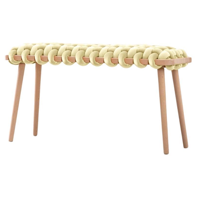 Hand Made Ivory Velvet Woven Bench 47" Length by Knots Studio