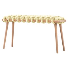 Hand Made Ivory Velvet Woven Bench 47" Length by Knots Studio