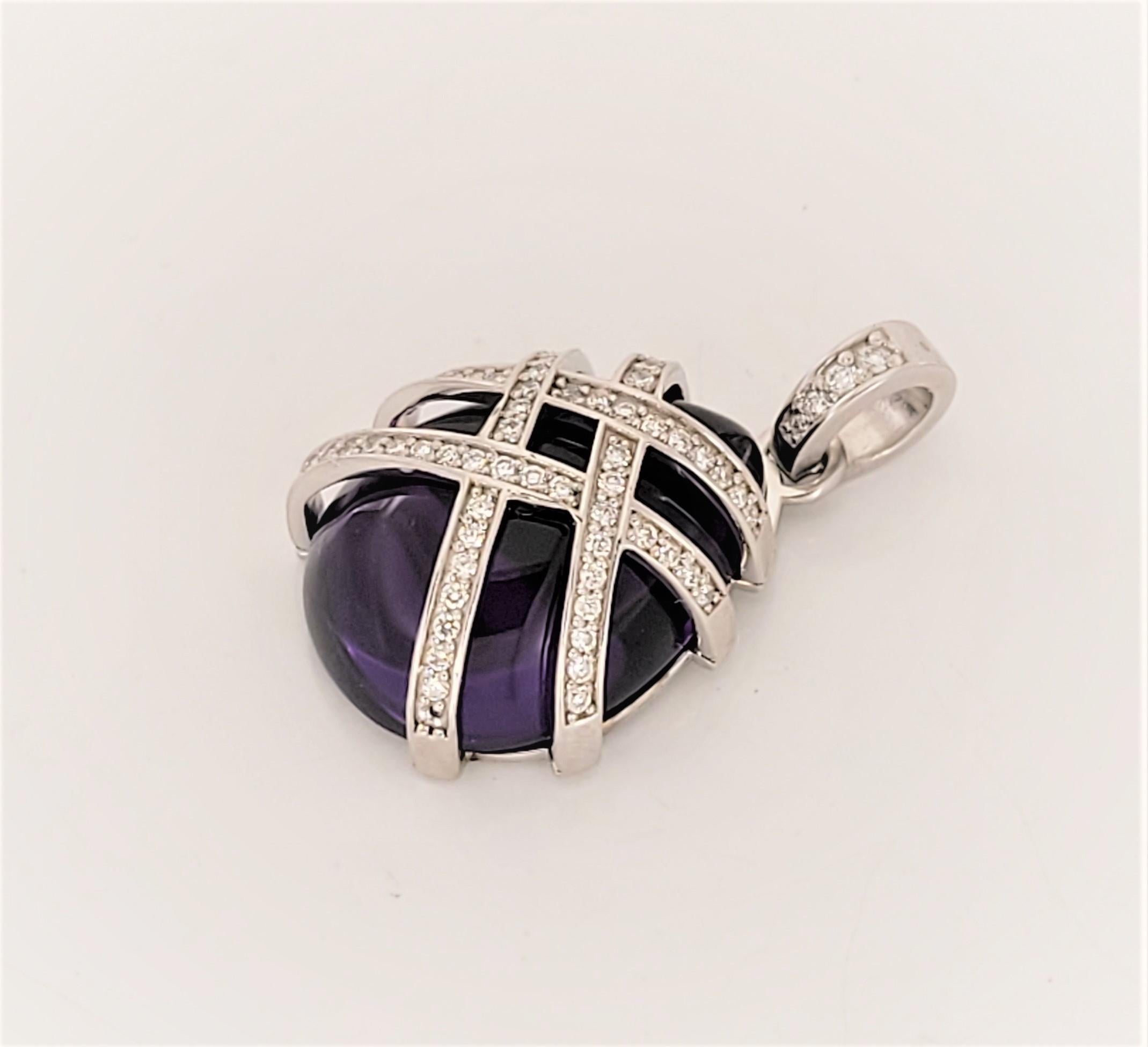 Hand-Made Jeweler Amethyst pendant with Diamonds In New Condition For Sale In New York, NY