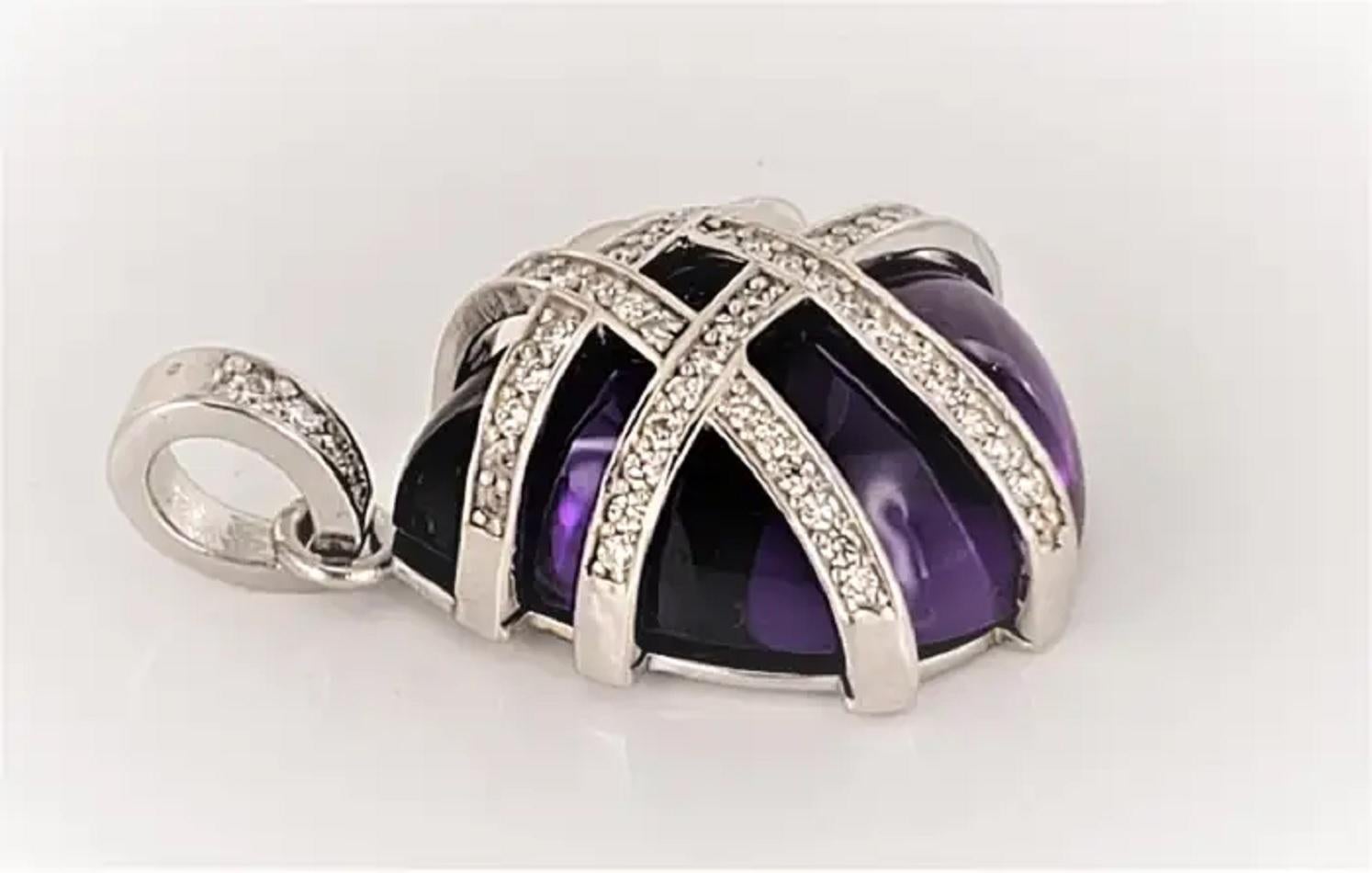 Hand-Made Jeweler Amethyst pendant with Diamonds In New Condition For Sale In New York, NY