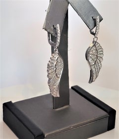 Hand Made Jewelers Wings earring with diamonds