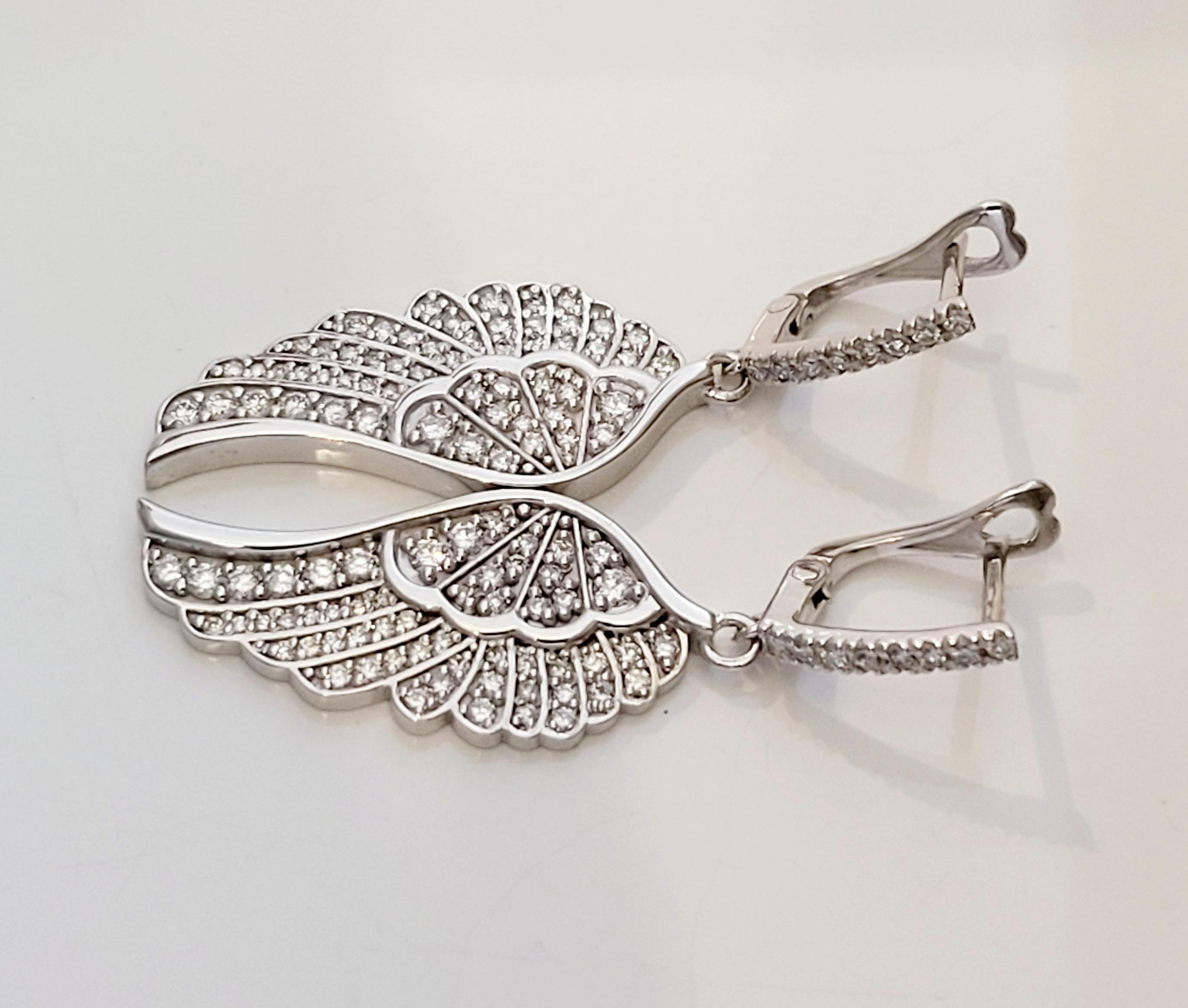 Women's Hand Made Jewelers Wings earring with diamonds For Sale