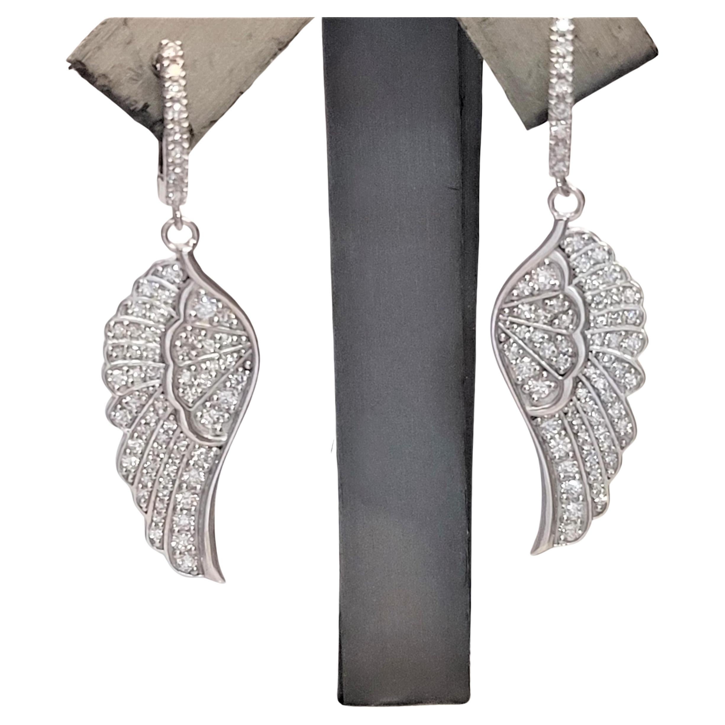 Hand Made Jewelers Wings earring with diamonds For Sale