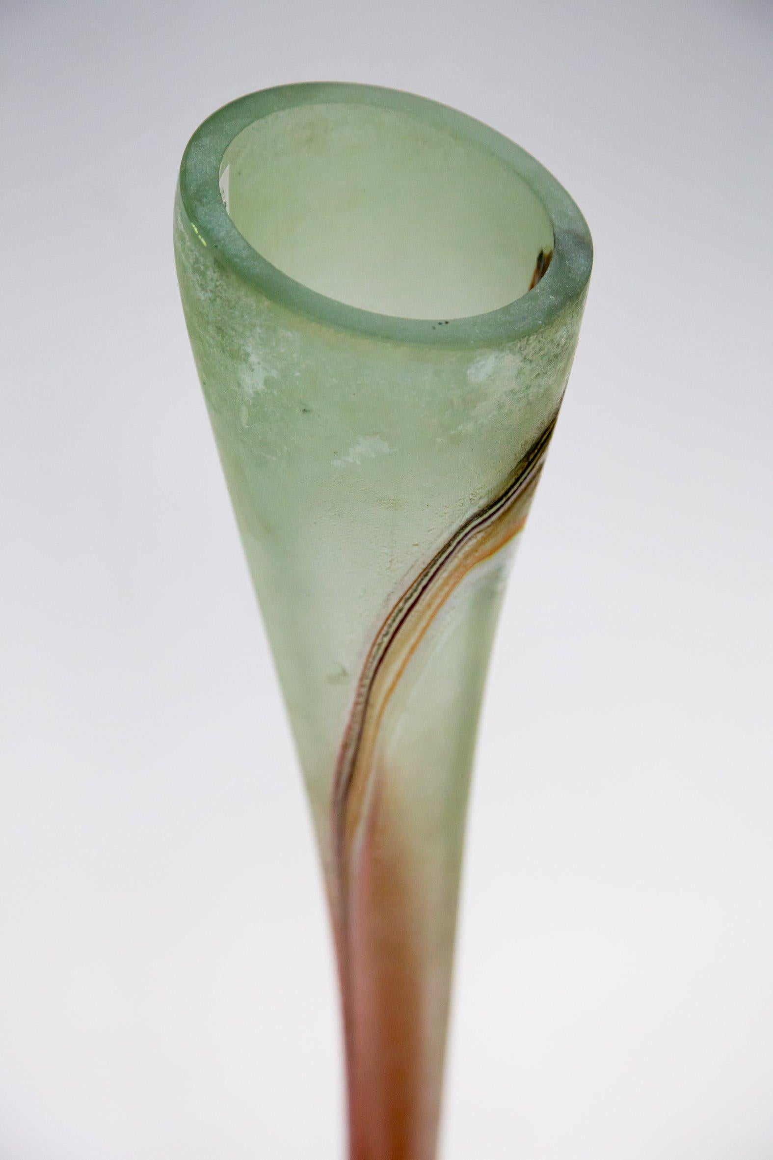 Handmade very large glass floor vase, Murano style.

 