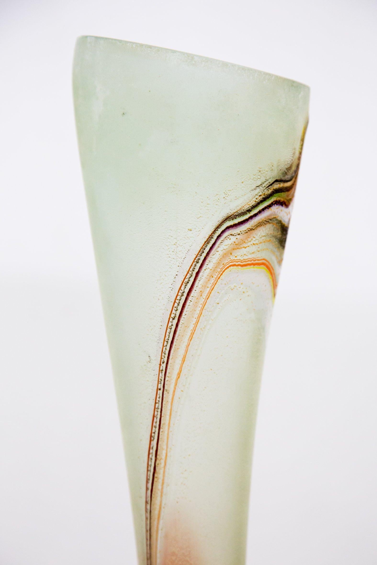 Italian Handmade Large Glass Floor Vase, 1970s