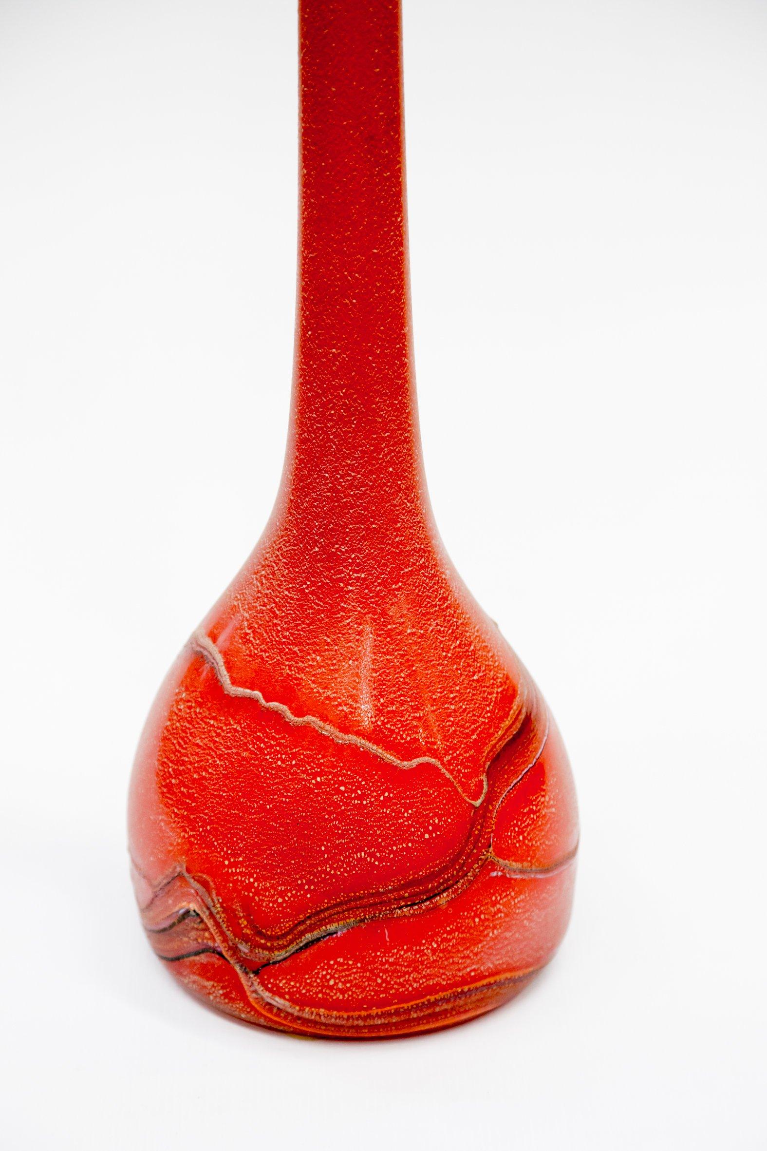 Handmade Large Glass Floor Vase, 1970s In Good Condition In Budapest, HU