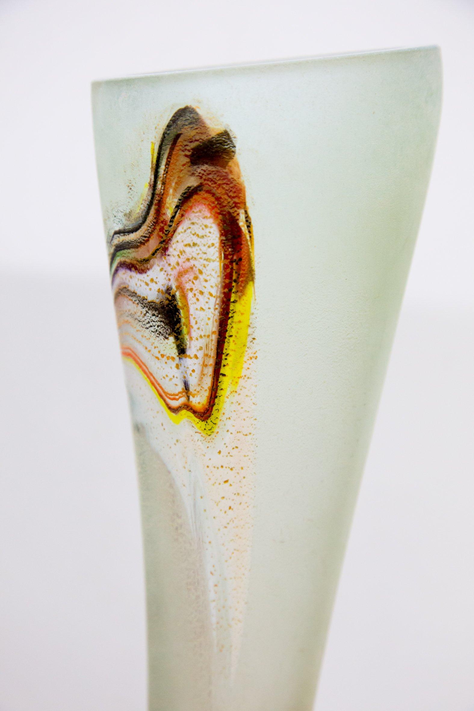 Handmade Large Glass Floor Vase, 1970s 3