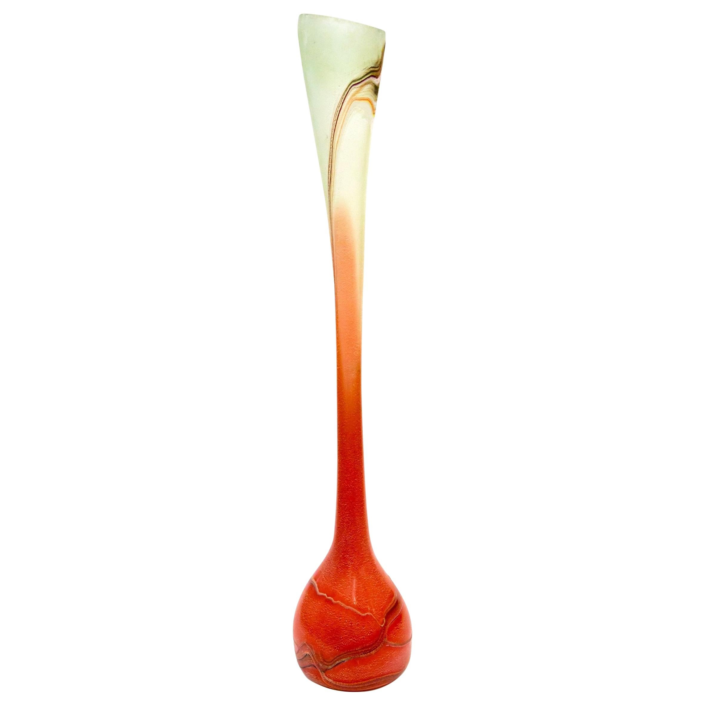 Handmade Large Glass Floor Vase, 1970s