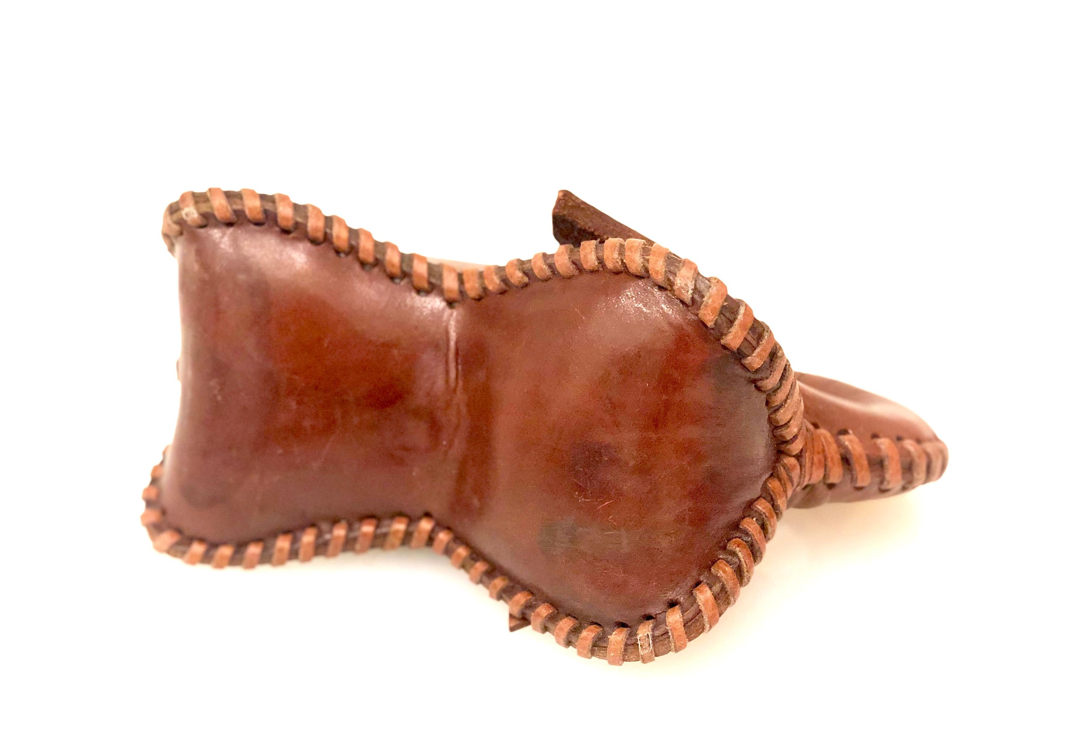 20th Century Handmade Leather Decorative Elephant For Sale