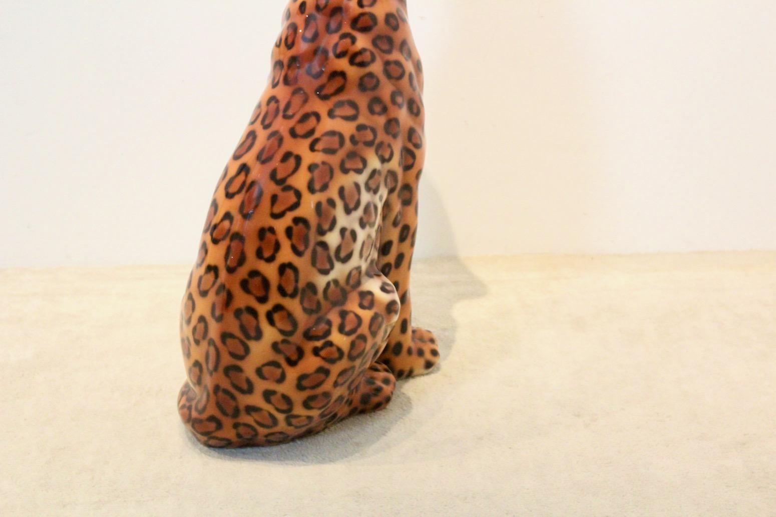 Hand Made Life Size Italian Ceramic Leopard Sculpture 4