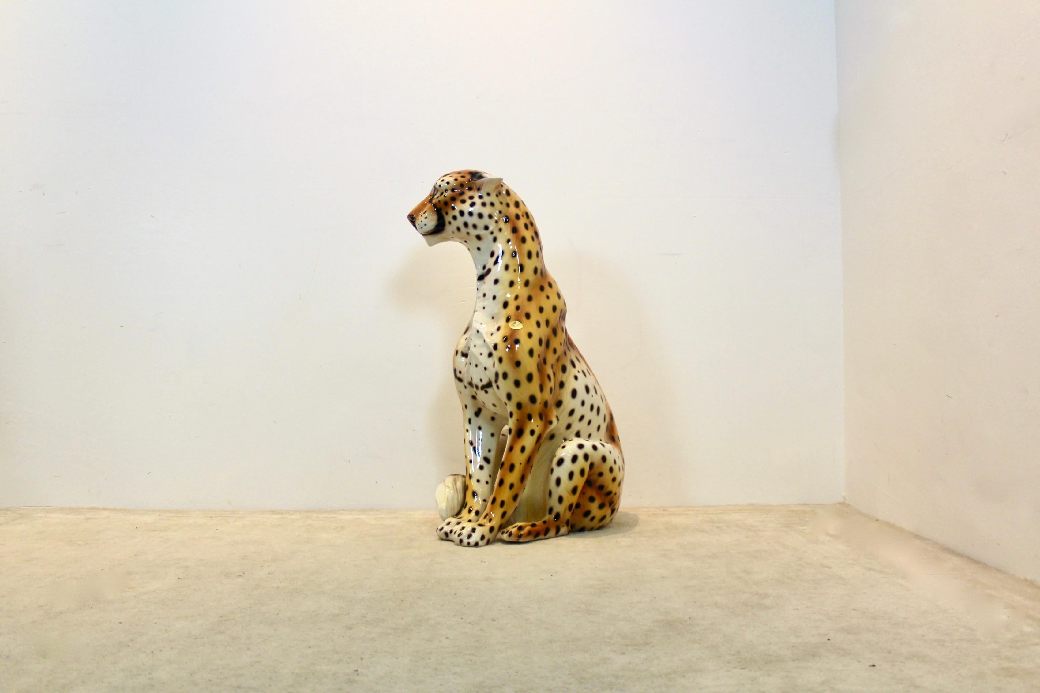 Handmade Life Size Italian Ceramic Leopard Sculpture 8