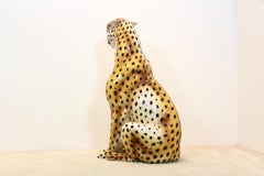 Handmade Life Size Italian Ceramic Leopard Sculpture