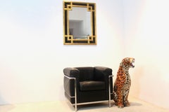 Hand Made Life Size Italian Ceramic Leopard Sculpture